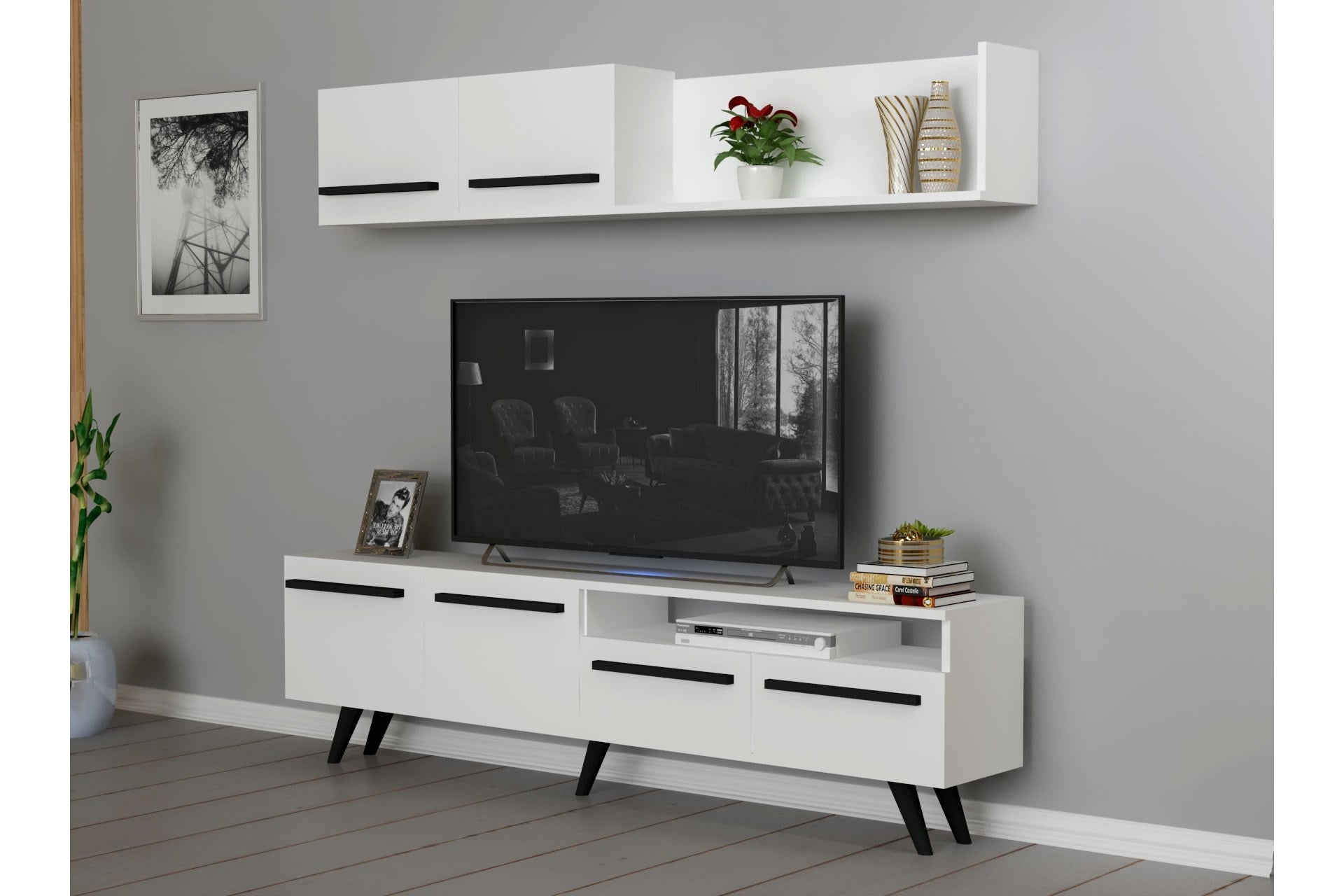 Móvel de TV-Mono-Branco