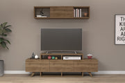Móvel de TV – 150 cm x 49 cm x 31,6 cm – Nogueira – Painel de partículas revestido a melamina