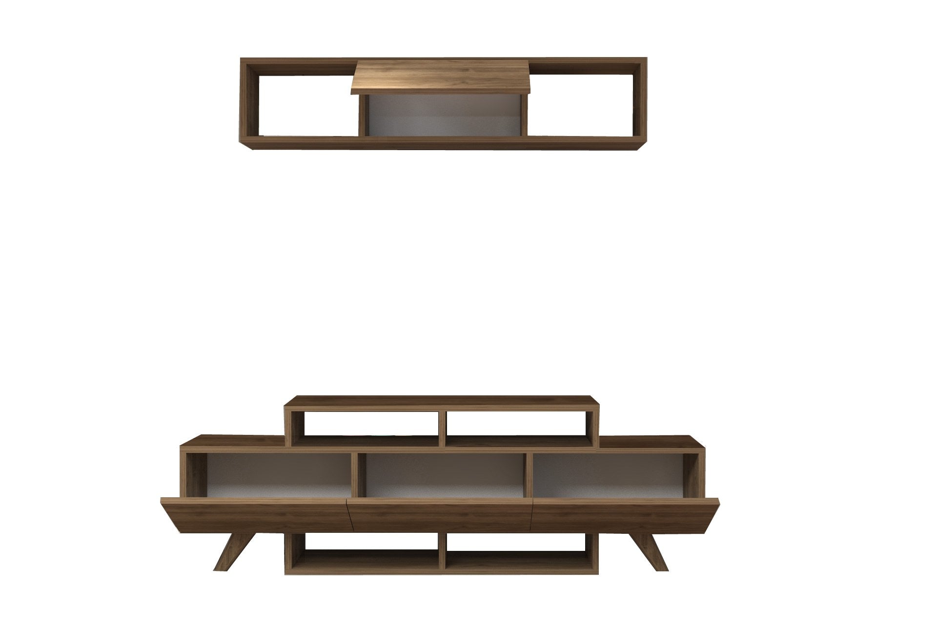 Móvel de TV – 150 cm x 49 cm x 31,6 cm – Nogueira – Painel de partículas revestido a melamina