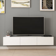 Móvel de TV elegante, branco, 180 cm x 30 cm x 32 cm | Painel de partículas 100% revestido em melamina, 18 mm de espessura | Design moderno para salas de estar e espaços de entretenimento