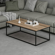 Mesa de Centro Elegante em Nogueira, 120 x 60 x 42 cm | Painel de Partículas 100% Revestido em Melamina, 18 mm de Espessura, Estrutura de Metal Resistente | Perfeita para Salas de Estar Modernas