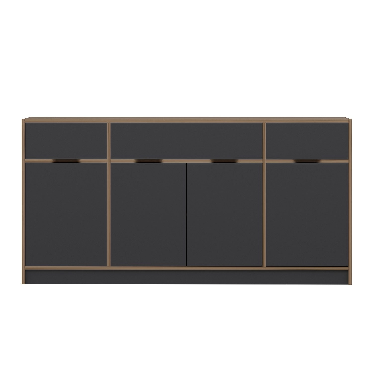 Mesa de Consola Elegante em Nogueira e Antracite - 180cm de Largura com Revestimento Melamínico Resistente