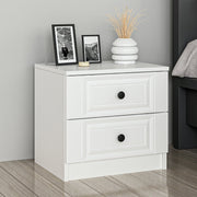 Elegante mesa de cabeceira branca com várias prateleiras, 50 x 47 x 40 cm | Painel de partículas 100% revestido em melamina, 18 mm de espessura | Perfeito para quartos modernos