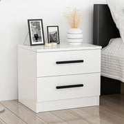 Mesa de Cabeceira Branca Elegante, 50 cm x 40 cm x 47 cm | Painel de Partículas 100% Revestido em Melamina, 18 mm de Espessura | Várias Prateleiras para Quartos Modernos