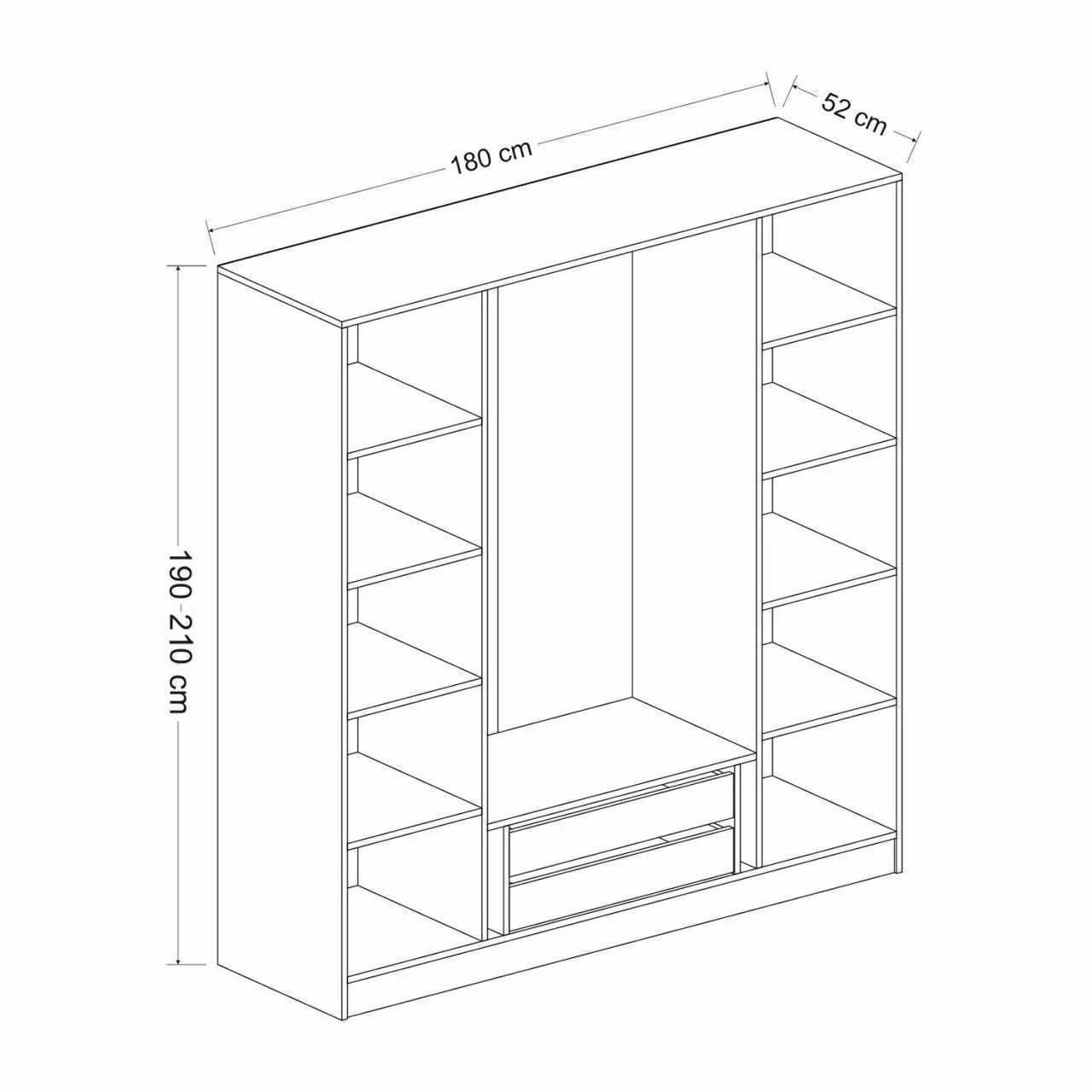 Guarda-roupa – 180 cm x 190 cm x 52 cm – Branco – Painéis de partículas revestidos a melamina