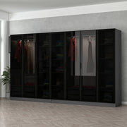 Guarda-roupa – 315 x 210 x 52 cm – Antracite e preto – Painel de partículas revestido em melamina
