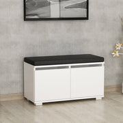 Sapateira branca estilosa, 80 cm x 42 cm x 35 cm | Painel de partículas 100% revestido em melamina, 18 mm de espessura | Perfeito para entradas e espaços modernos