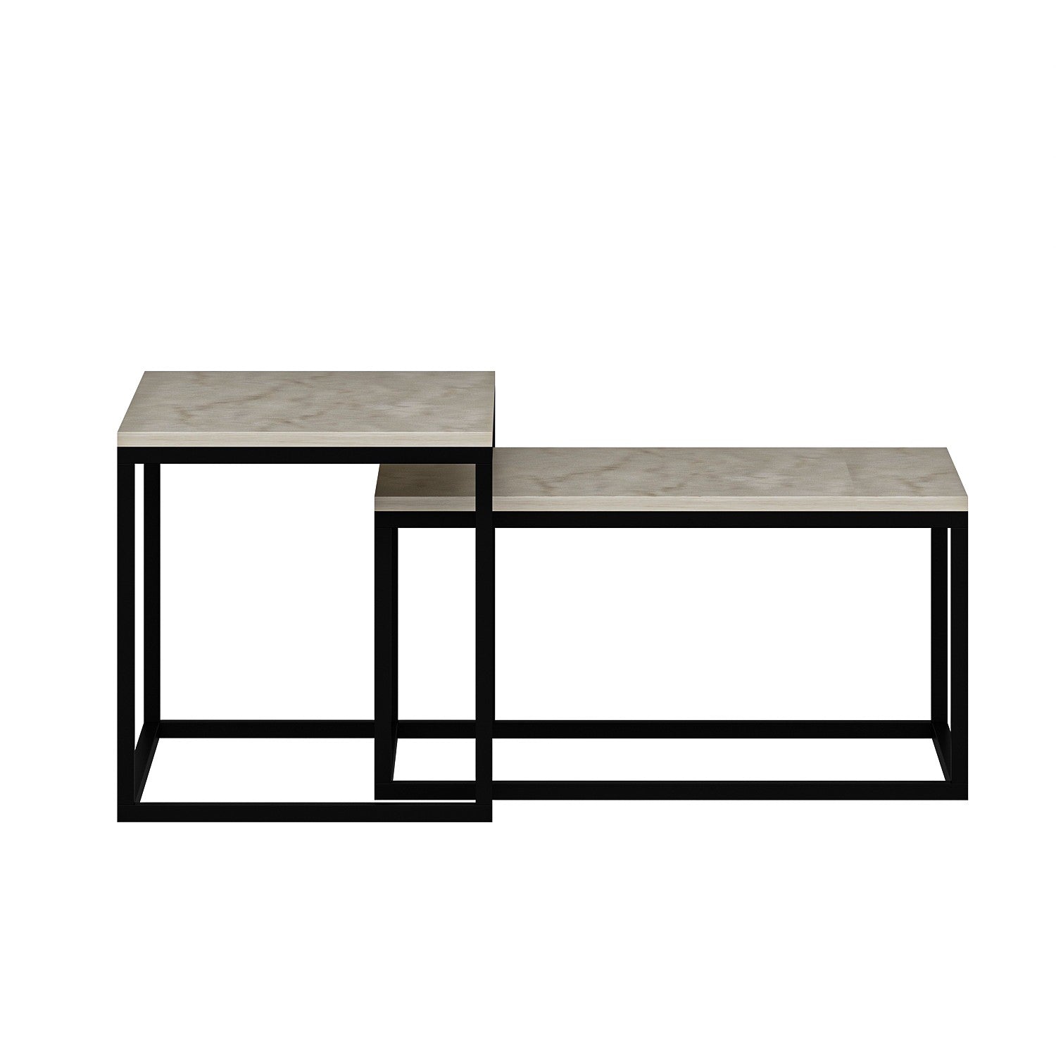 Mesa de Centro Travertino com Design Modular de Dois Níveis - Revestimento Melamínico Resistente