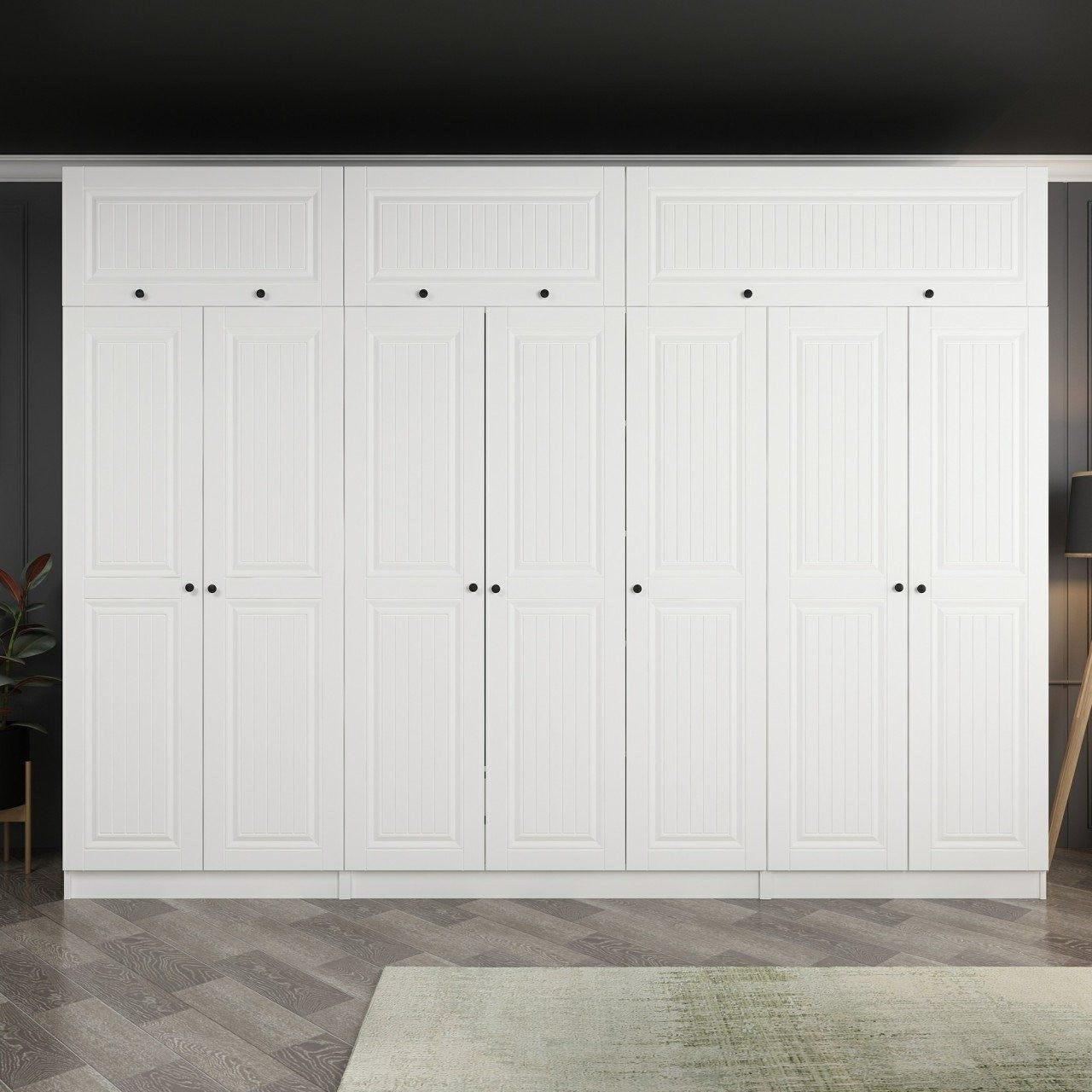 Guarda-roupa – 315 cm x 235 cm x 52 cm – Branco – Placa de partículas revestida de melamina
