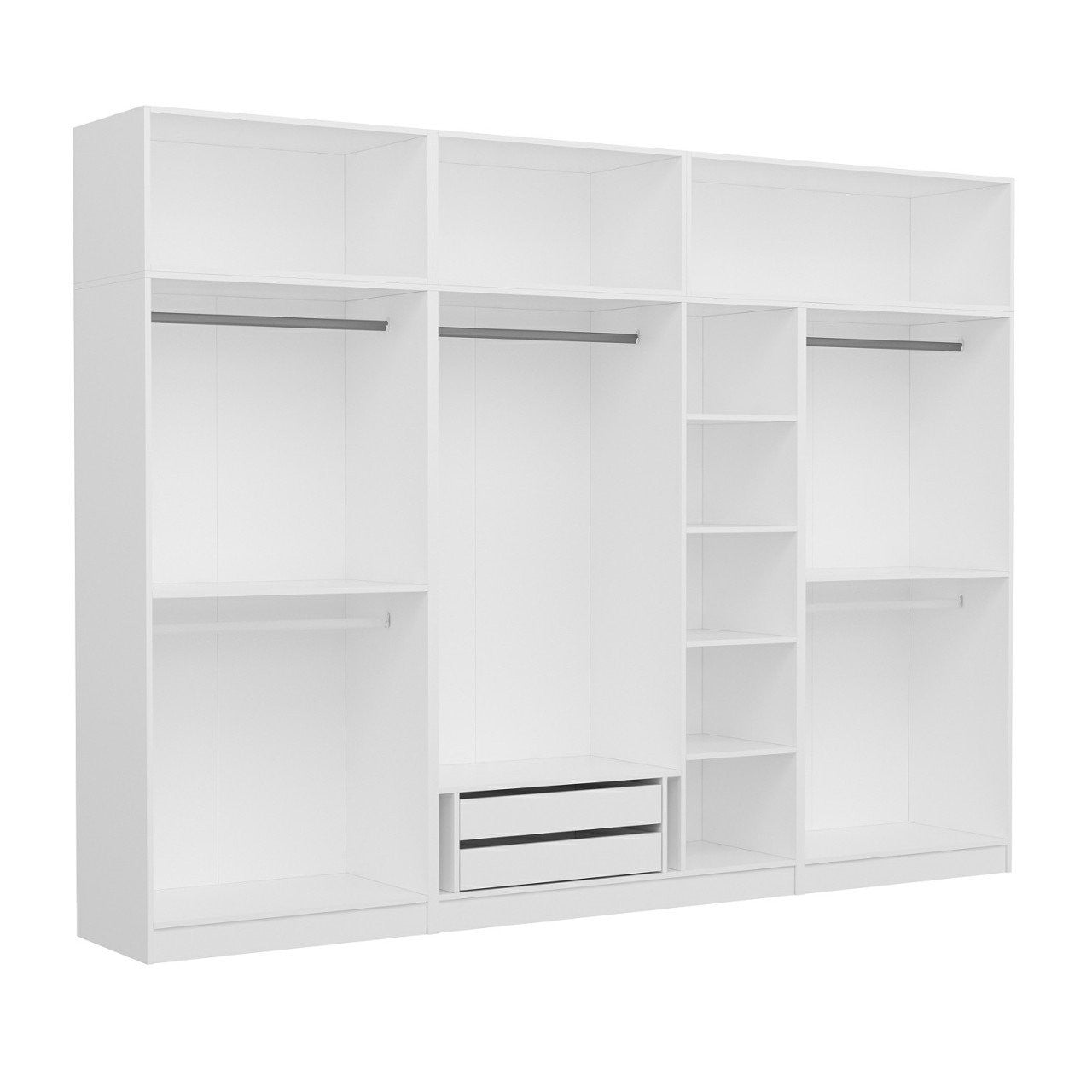 Guarda-roupa – 315 cm x 235 cm x 52 cm – Branco – Placa de partículas revestida de melamina