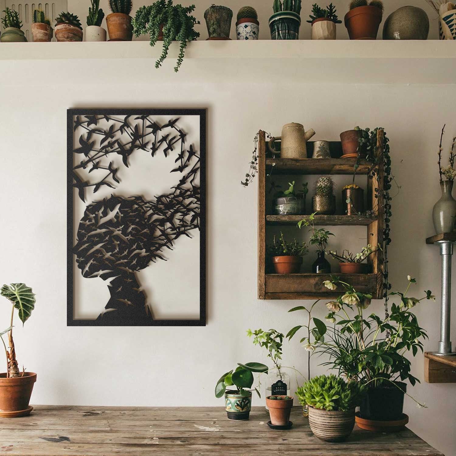 Kybele APT036MS – Acessório Decorativo de Parede em Aço, Preto, 45x70 cm