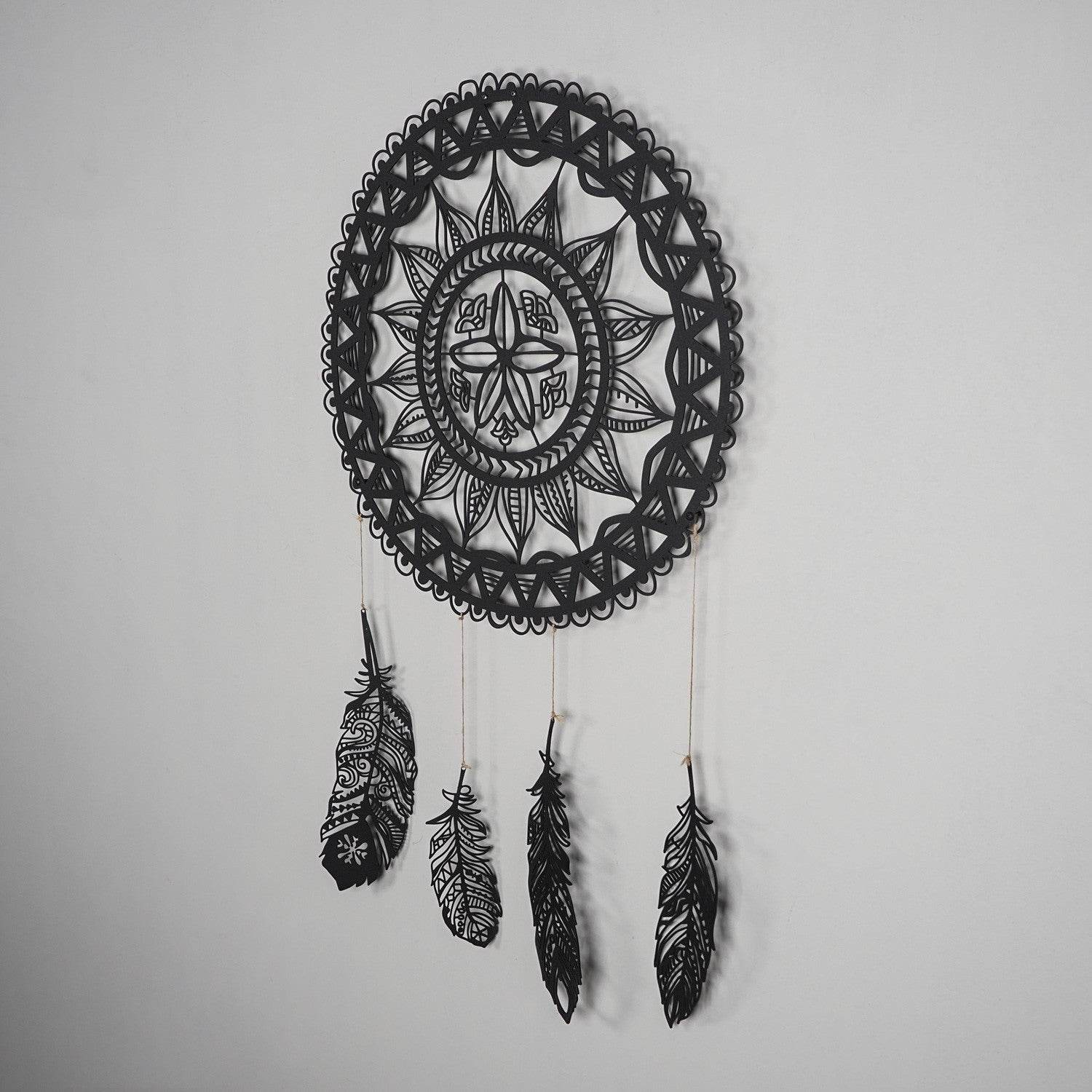 Dreamcatcher em Aço Preto 49x49 cm — Acessório Decorativo de Parede 100% Aço, 1,5 mm (APT121MS)
