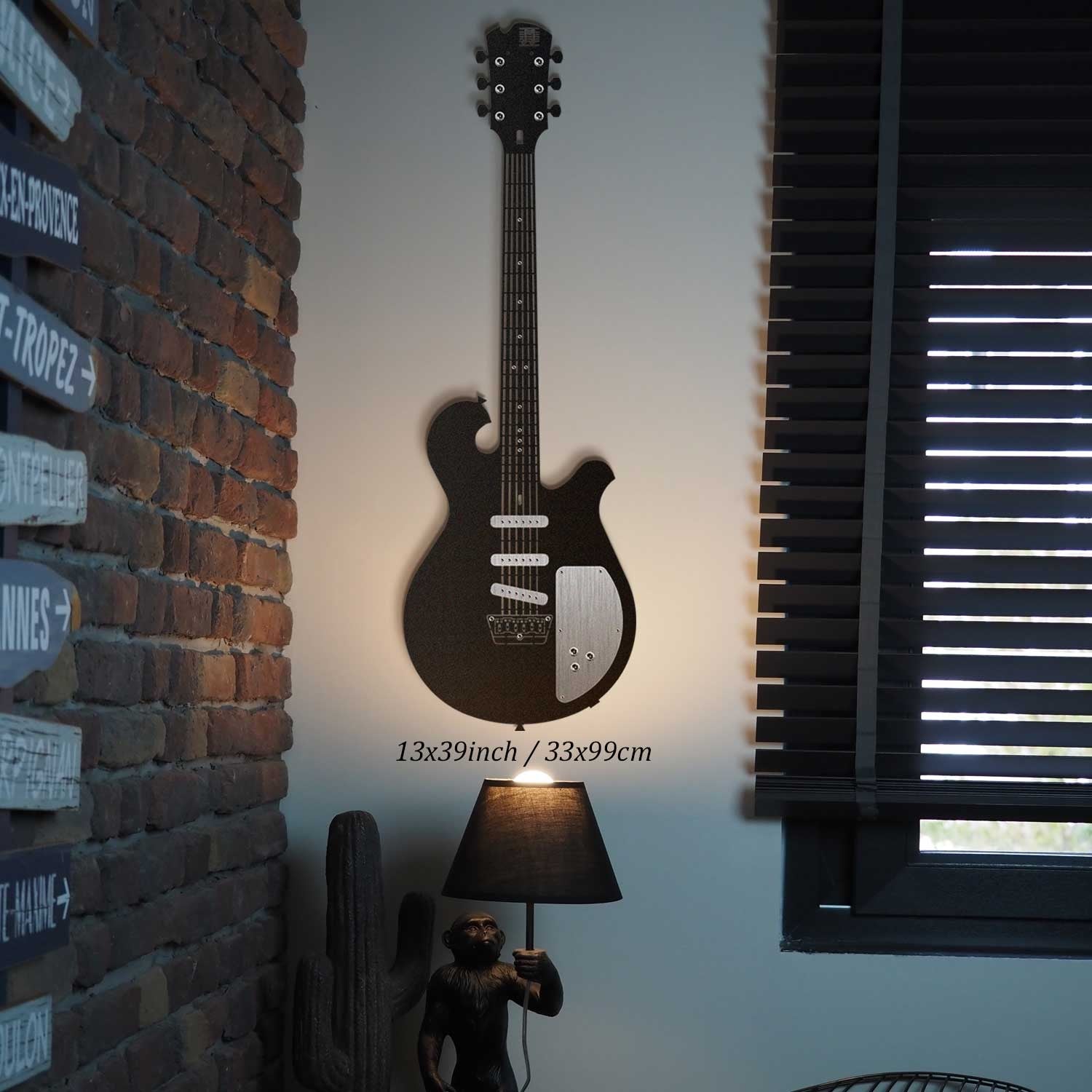 Acessório de parede decorativo de metal preto elegante, 33 x 99 cm | 100% aço, 1,5 mm de espessura | Design durável e elegante para decoração de casa ou escritório