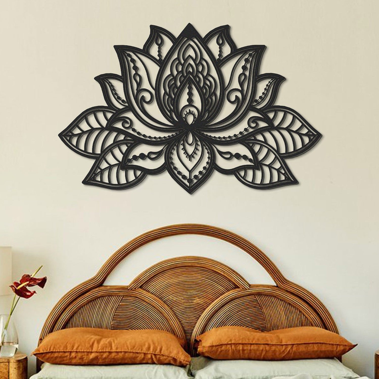 Lotus APT524LS - Acessório Decorativo de Parede em 100% Aço, Preto, 1,2 mm, 59 x 91 cm