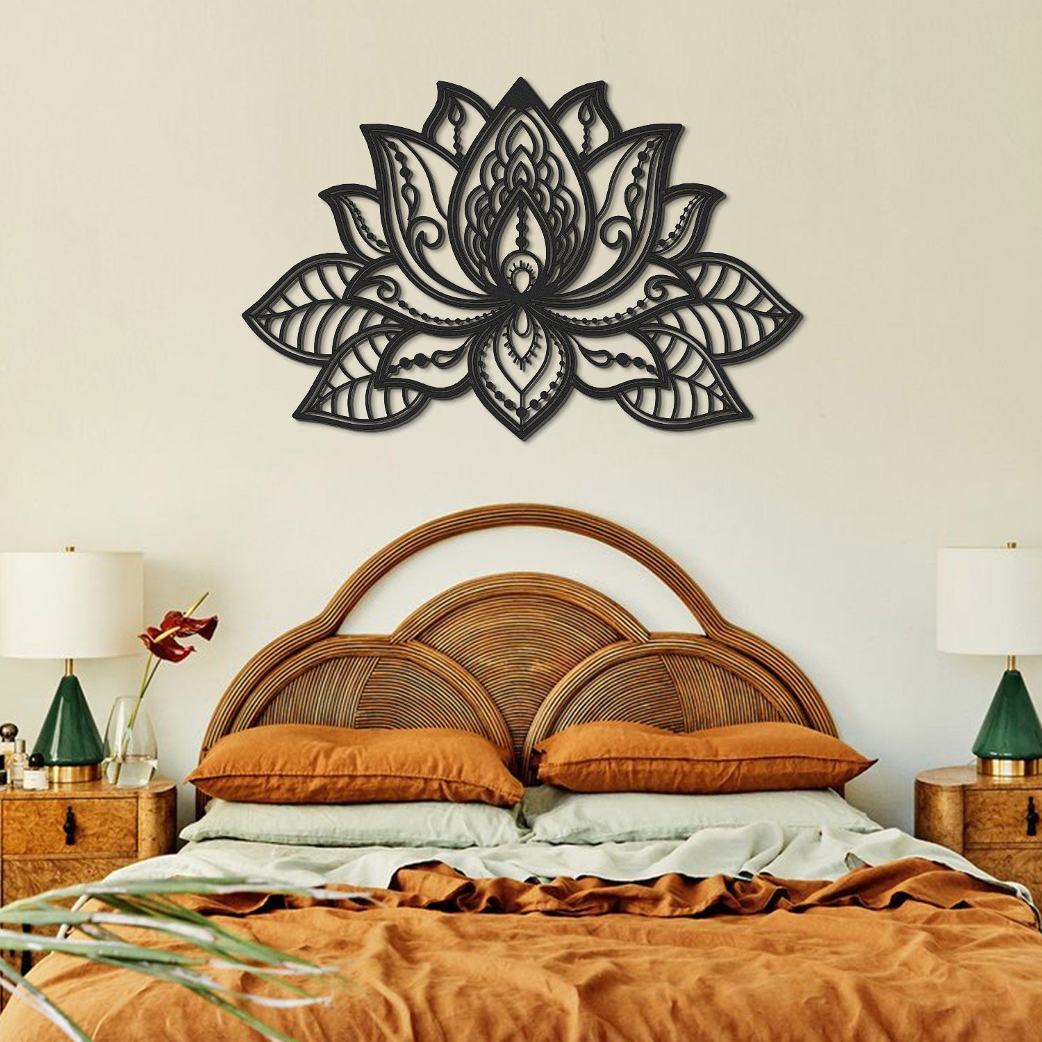 Lotus APT524LS - Acessório Decorativo de Parede em 100% Aço, Preto, 1,2 mm, 59 x 91 cm