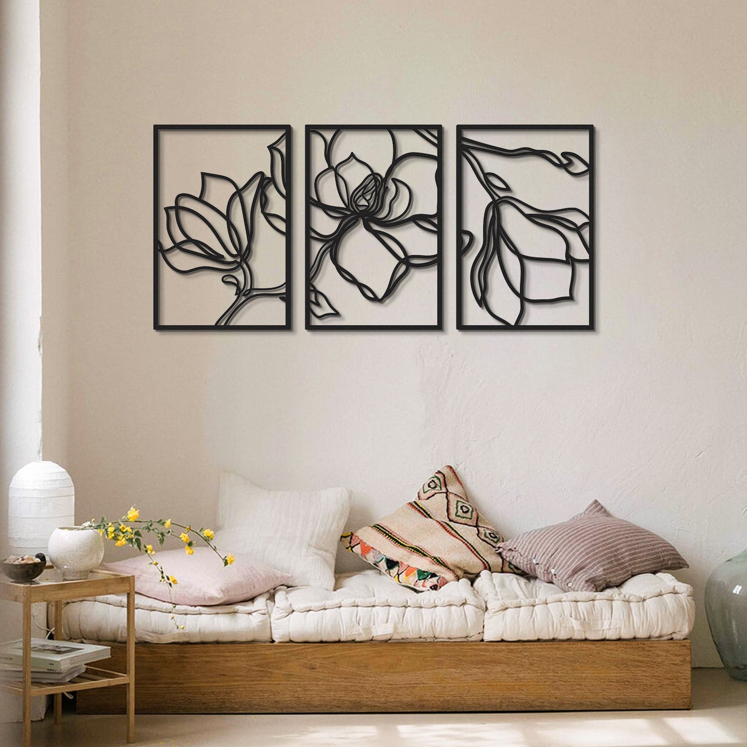 Acessório de parede decorativo de metal preto elegante, 30 x 45 cm | 100% aço, 1,2 mm de espessura | Leve e durável, perfeito para decoração moderna de casa