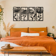 Blossom - Acessório Decorativo de Parede em Aço Preto (1,5 mm) 63 x 135 cm