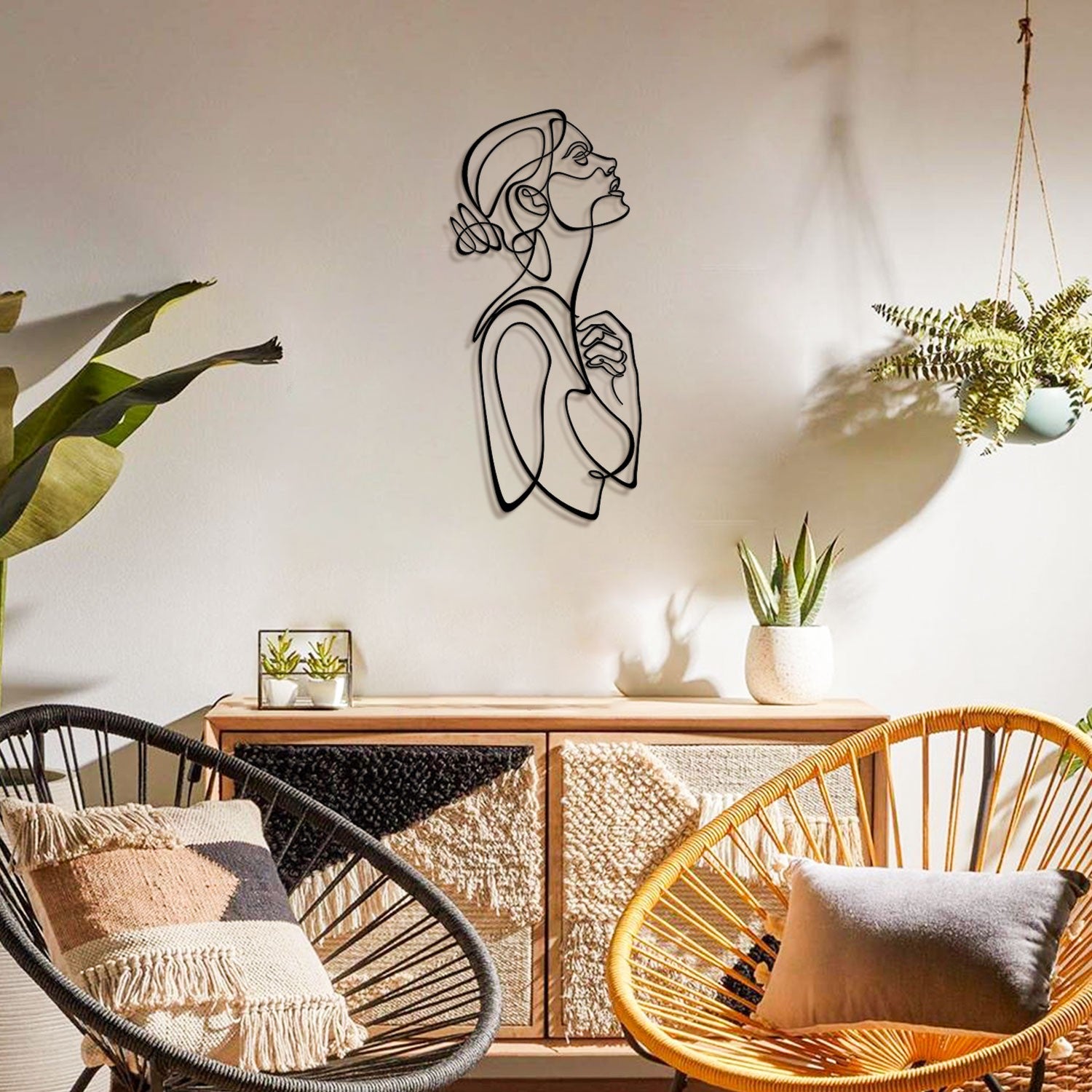 Acessório de parede decorativo de metal preto elegante, 28 x 61 cm | 100% aço, 1,2 mm de espessura | Leve e durável, perfeito para decoração moderna