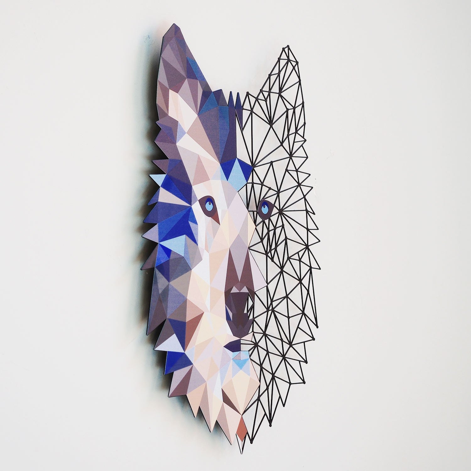 Arte de Parede Lobo em Metal – Multicolor, Aço 100% (1,2 mm), 35x48 cm – APT721