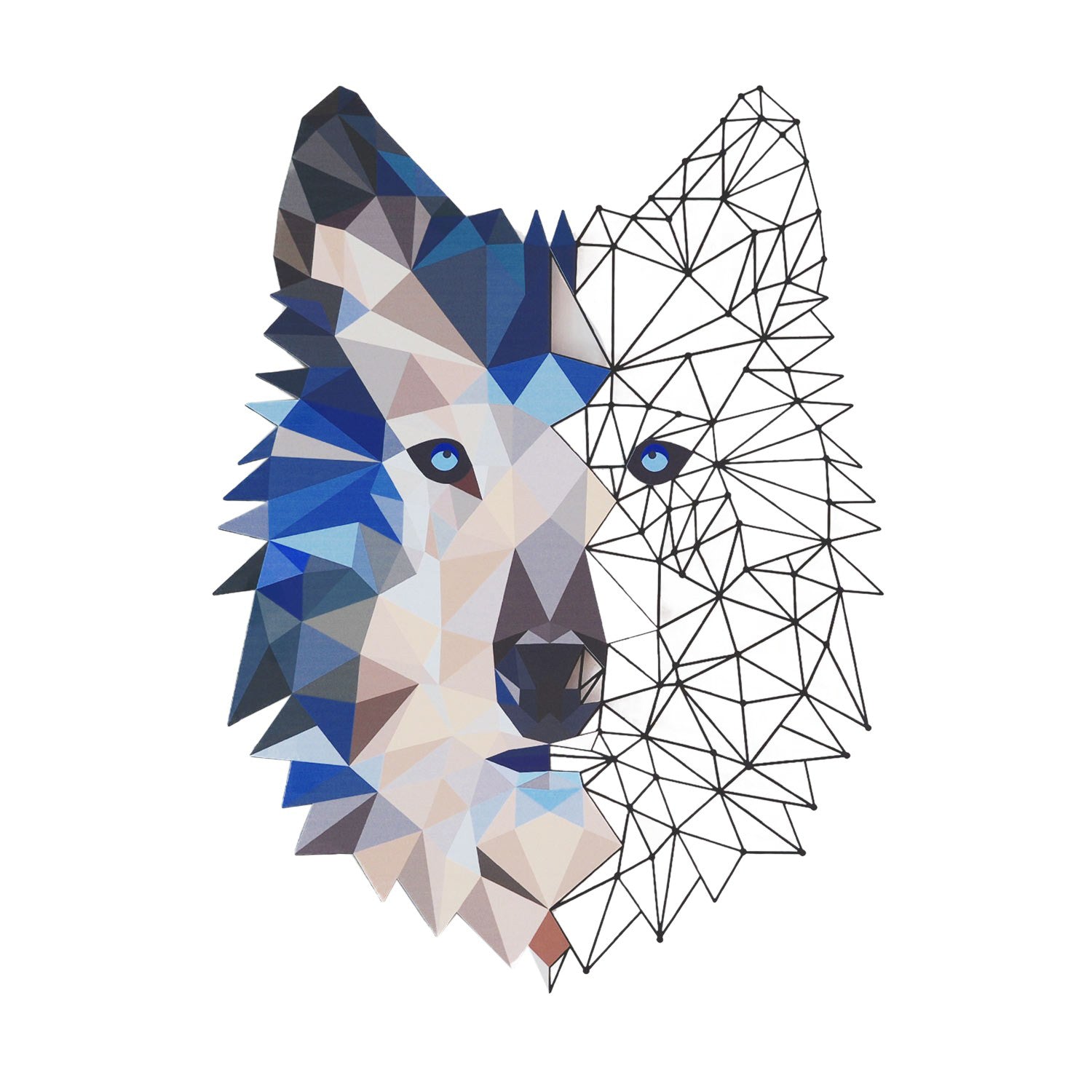 Arte de Parede Lobo em Metal – Multicolor, Aço 100% (1,2 mm), 35x48 cm – APT721