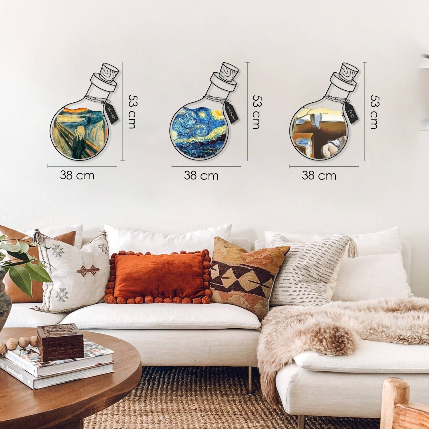 Art Potion Conjunto de 3 Arte de Parede em Metal — Multicor, 38 x 53 cm (3 peças), Aço 100% 1,2 mm