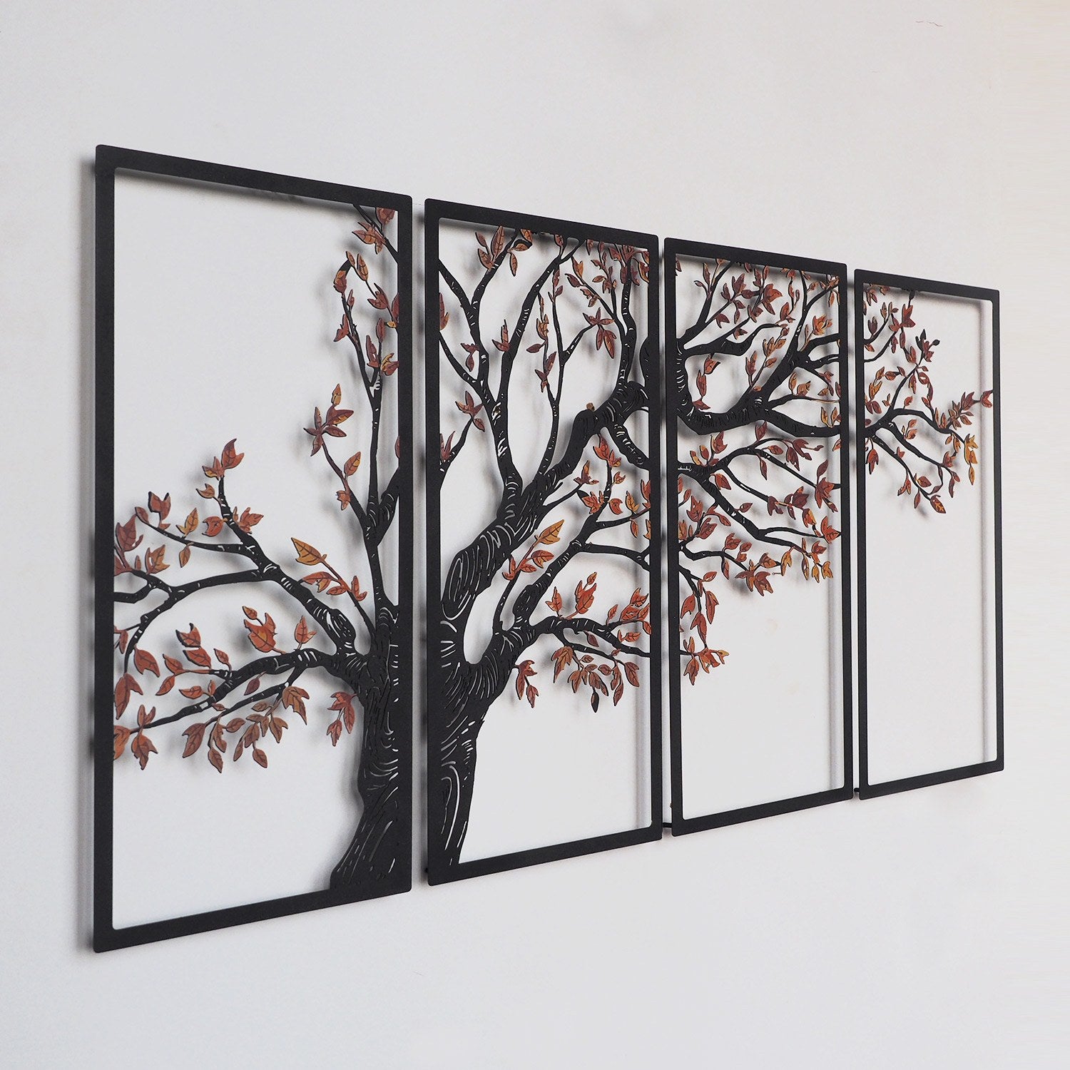 Autumn Vibes Conjunto de 4 em Aço — Acessório Decorativo de Parede, Preto, 99 x 200 cm