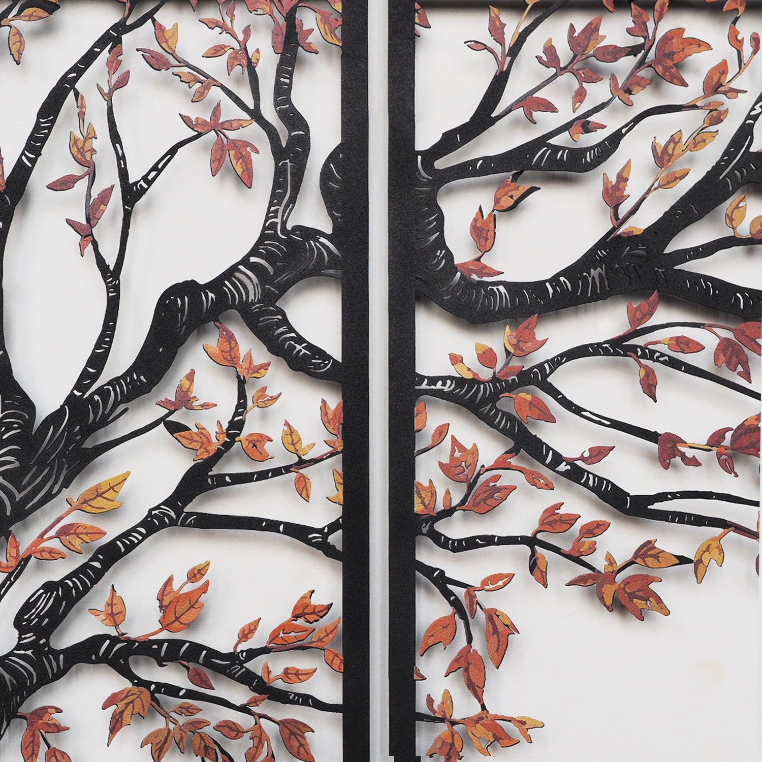 Autumn Vibes Conjunto de 4 em Aço — Acessório Decorativo de Parede, Preto, 99 x 200 cm