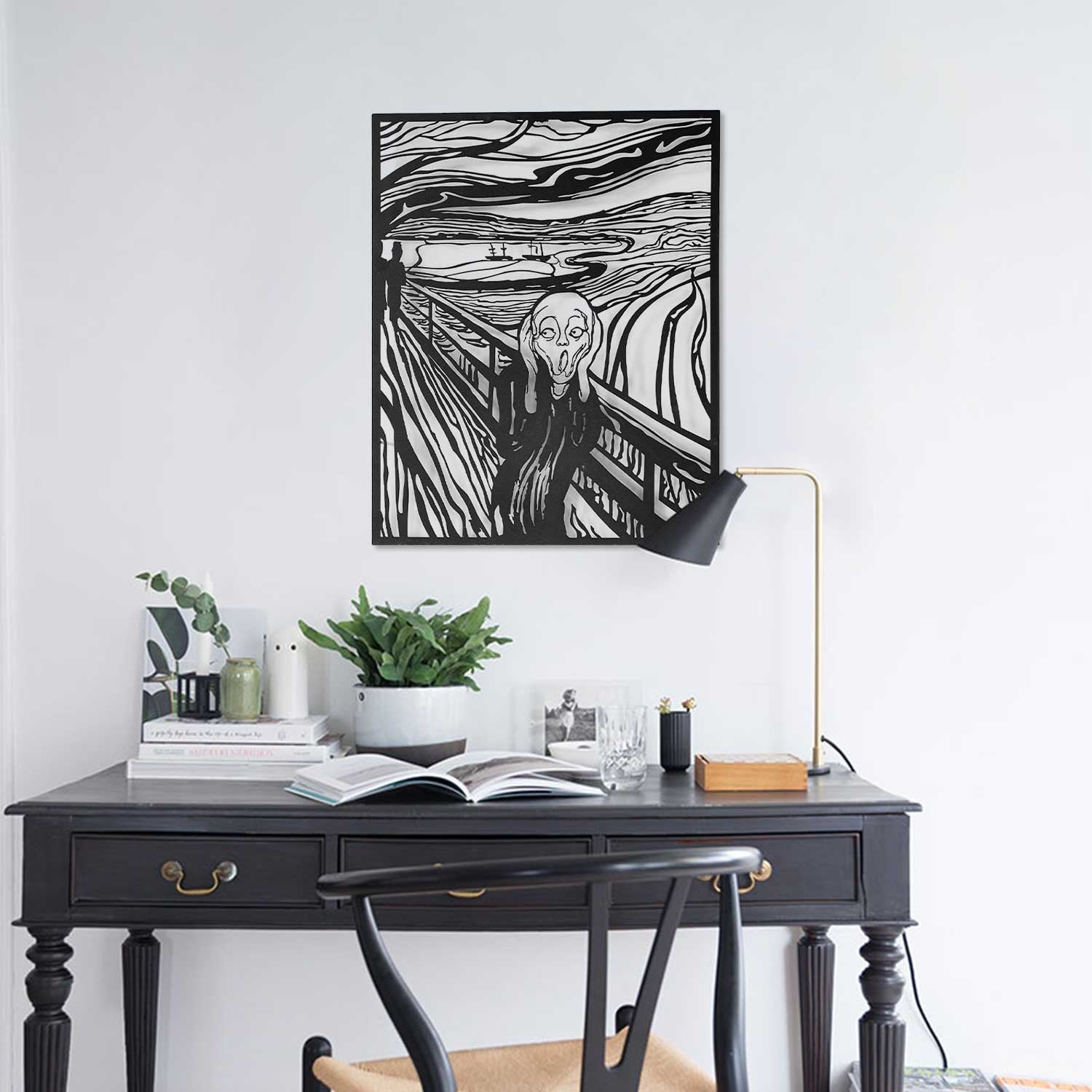 Acessório de parede decorativo de metal preto elegante, 44 x 56 cm | 100% aço, 1,2 mm de espessura | Design durável e elegante para decoração de casa