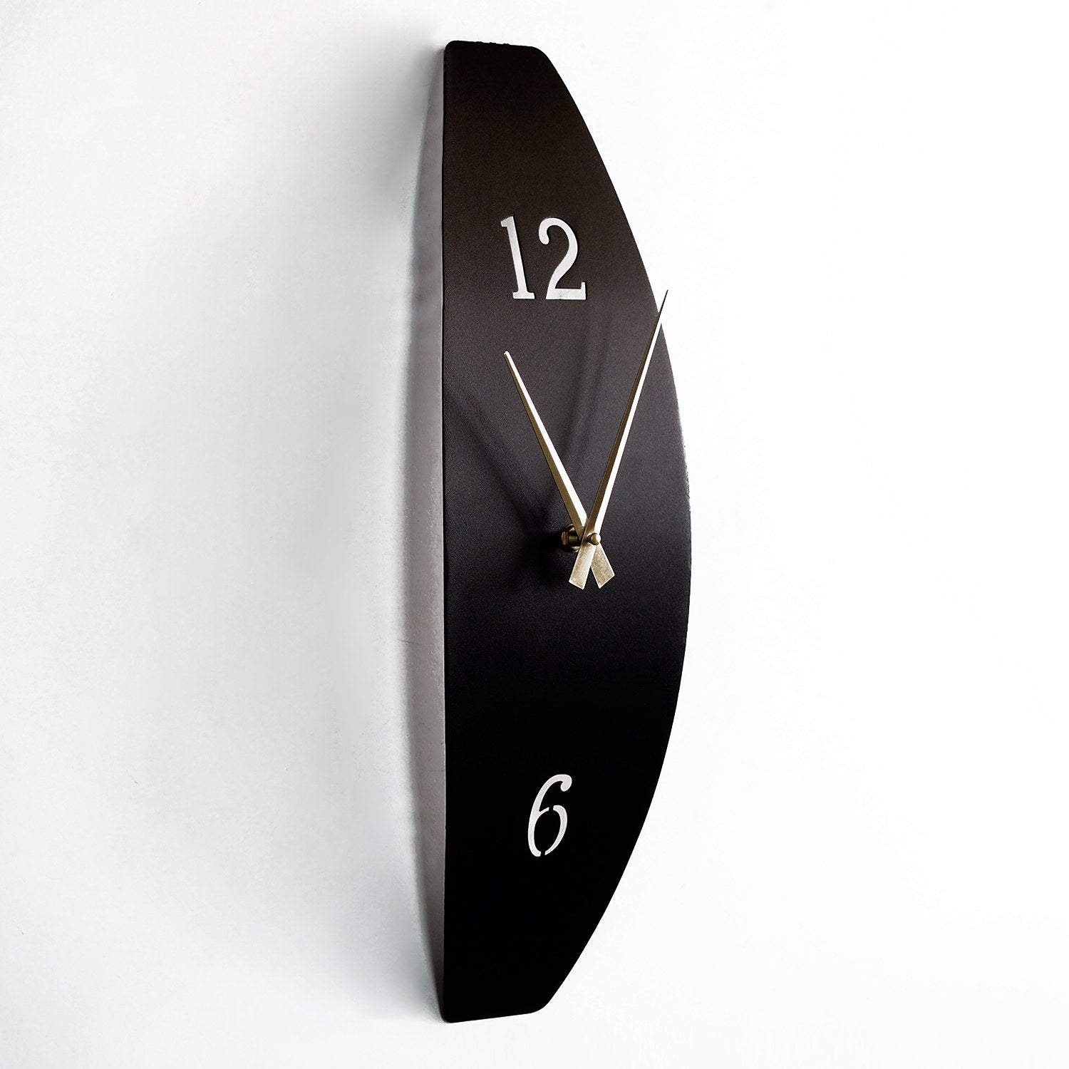 Relógio de Parede Decorativo em Metal Preto, Aço 100% (1 mm), Silencioso, 15x46 cm – APS137MS