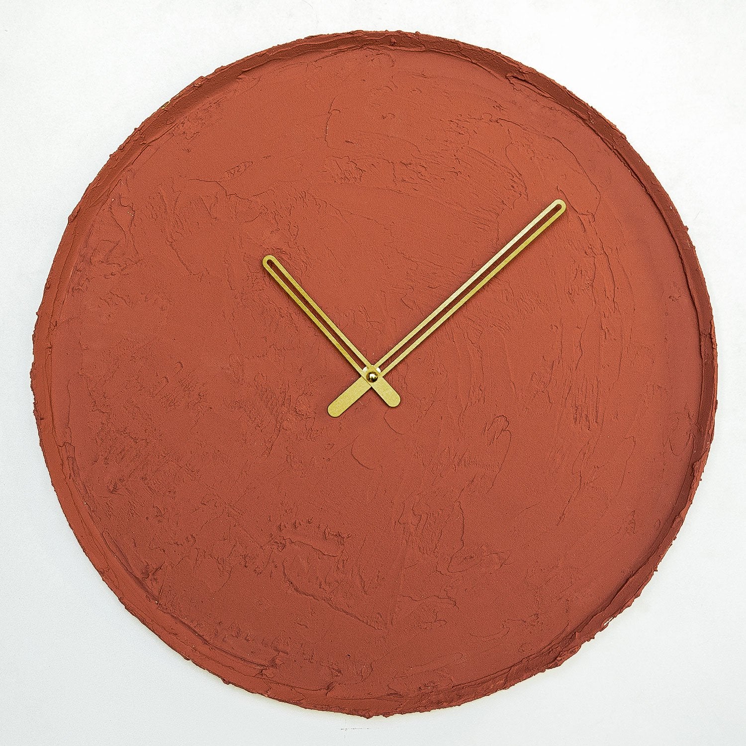 Relógio de parede decorativo elegante de metal, vermelho azulejo, 49 x 49 cm | 100% aço, 1 mm de espessura | Mecanismo silencioso, perfeito para decoração de casa e escritório