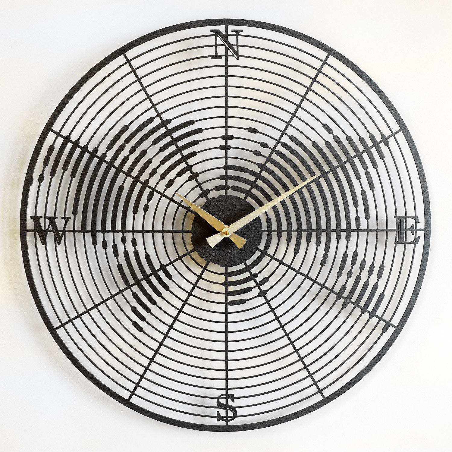 Relógio de Parede Metálico Preto 49x49 cm – 100% Aço, Mecanismo Silencioso (APS018)