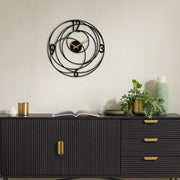 Relógio de parede decorativo elegante em metal preto, 49 x 49 cm | 100% aço, 1,2 mm de espessura | Mecanismo silencioso para decoração moderna, leve com 0,5 kg