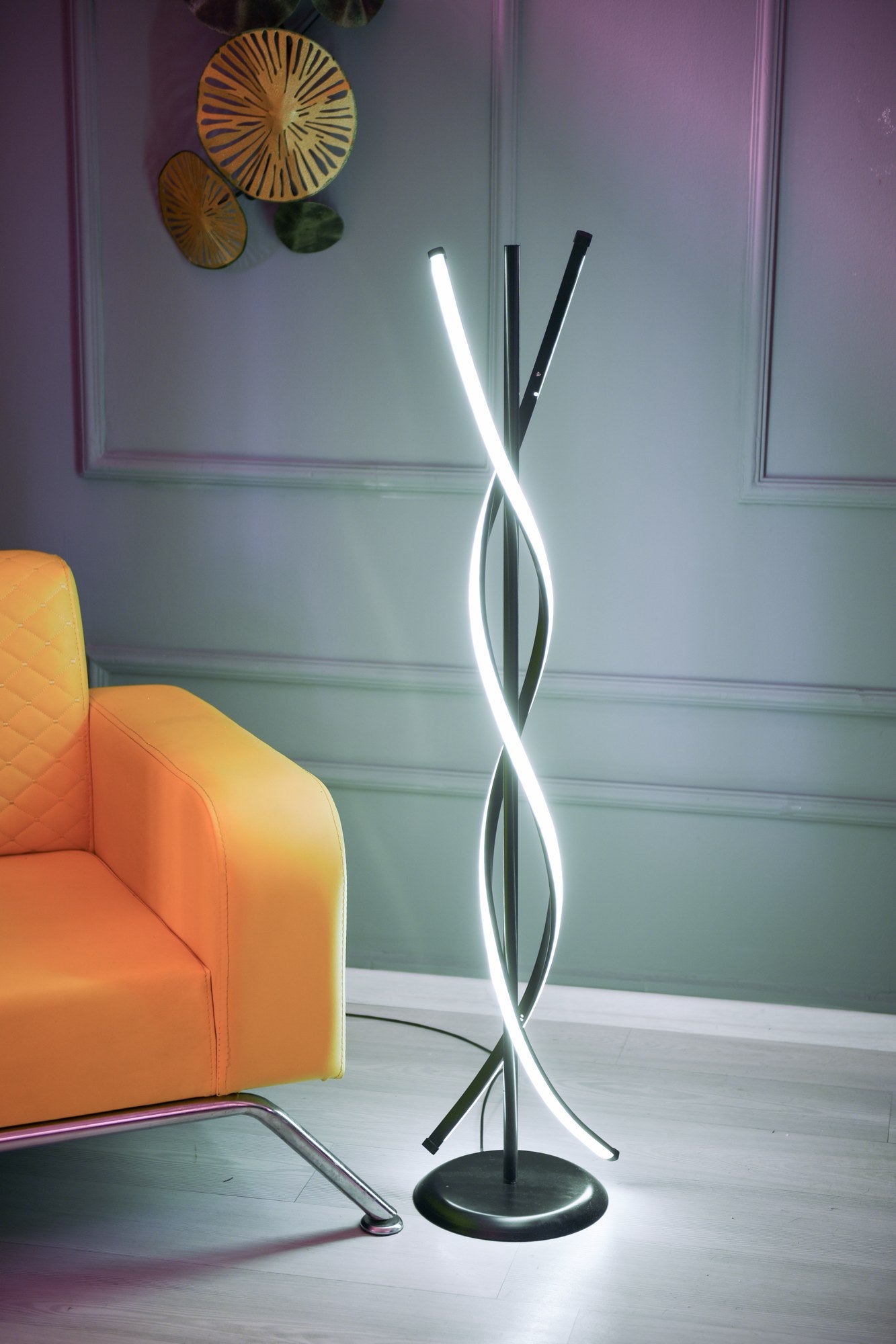 Candeeiro de Pé-Roller Black-Branco