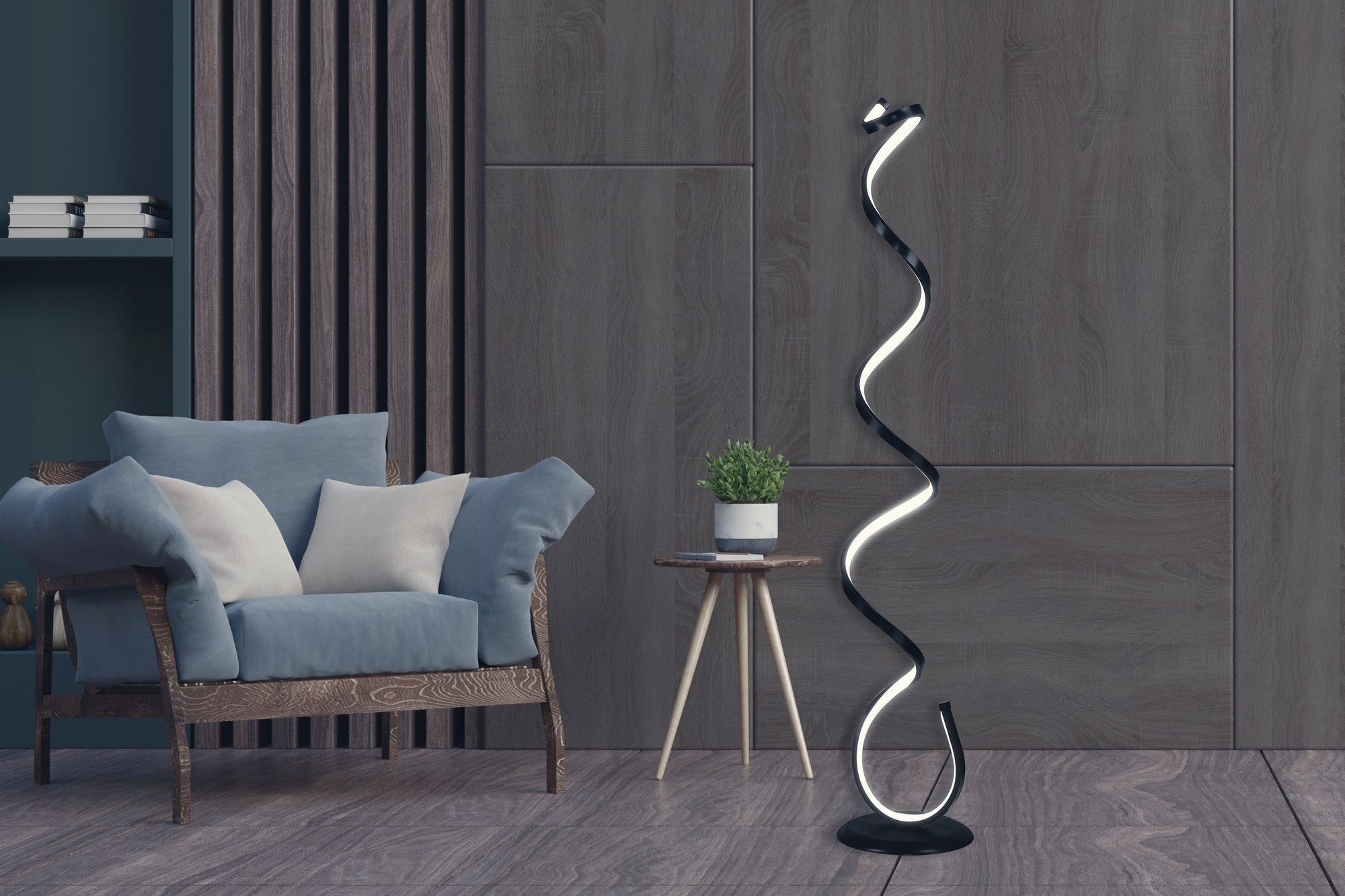 Candeeiro de Pé-Cobra Black-Branco