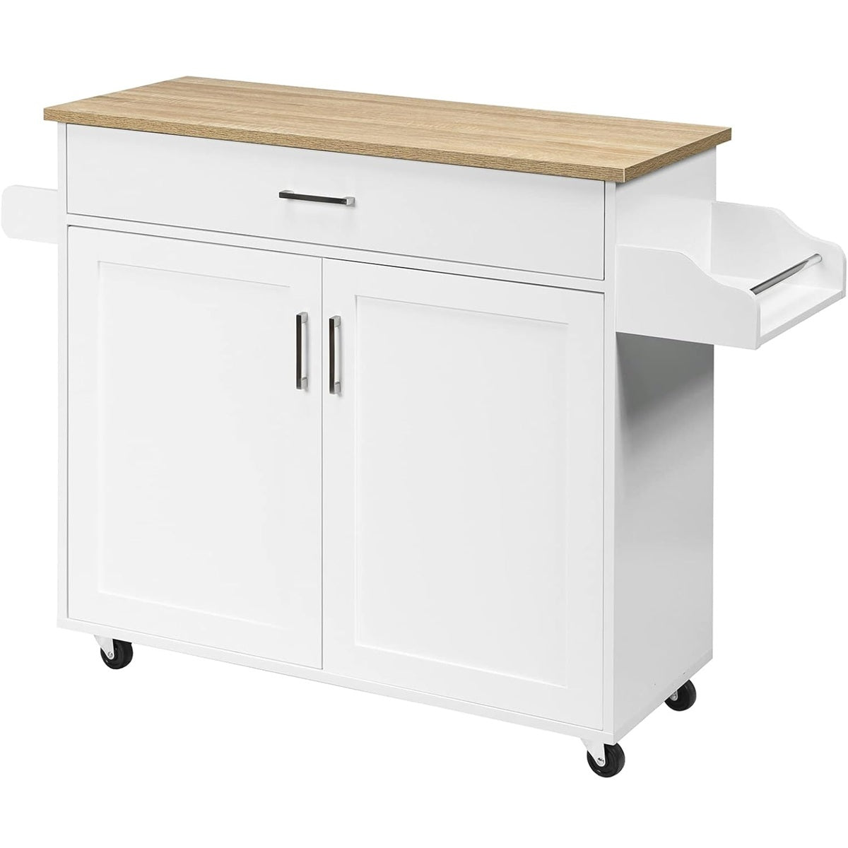 Ilha de Cozinha com Serviço Multifuncional Armário de Cozinha com Toalheiro e Estante para Especiarias 116 x 40 x 85 cm Branco