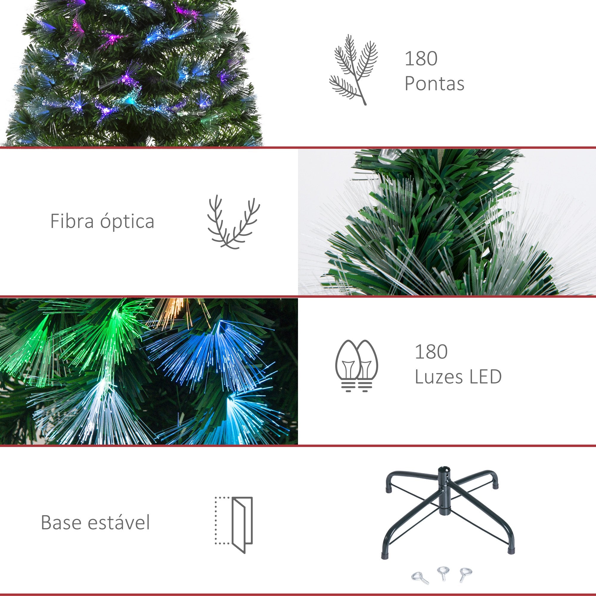 Árvore de Natal Artificial 150cm Verde com Luzes LED Multicoloridas - Ø74x150 cm