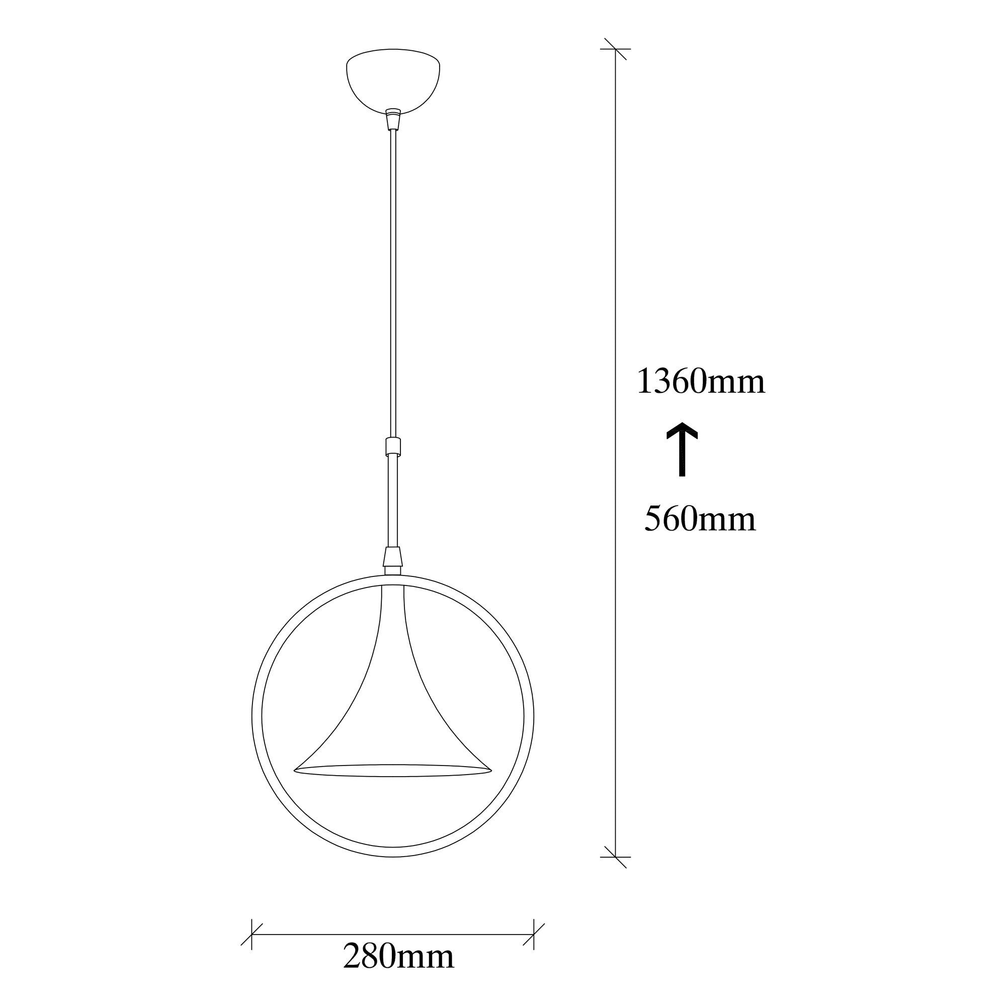 Candeeiro de Teto Industrial Escandinavo, Corpo em Metal Preto, 28 x 20 cm, Altura 136 cm, Ajustável, E27 Máx. 40 W, Iluminação Elegante para Espaços Modernos