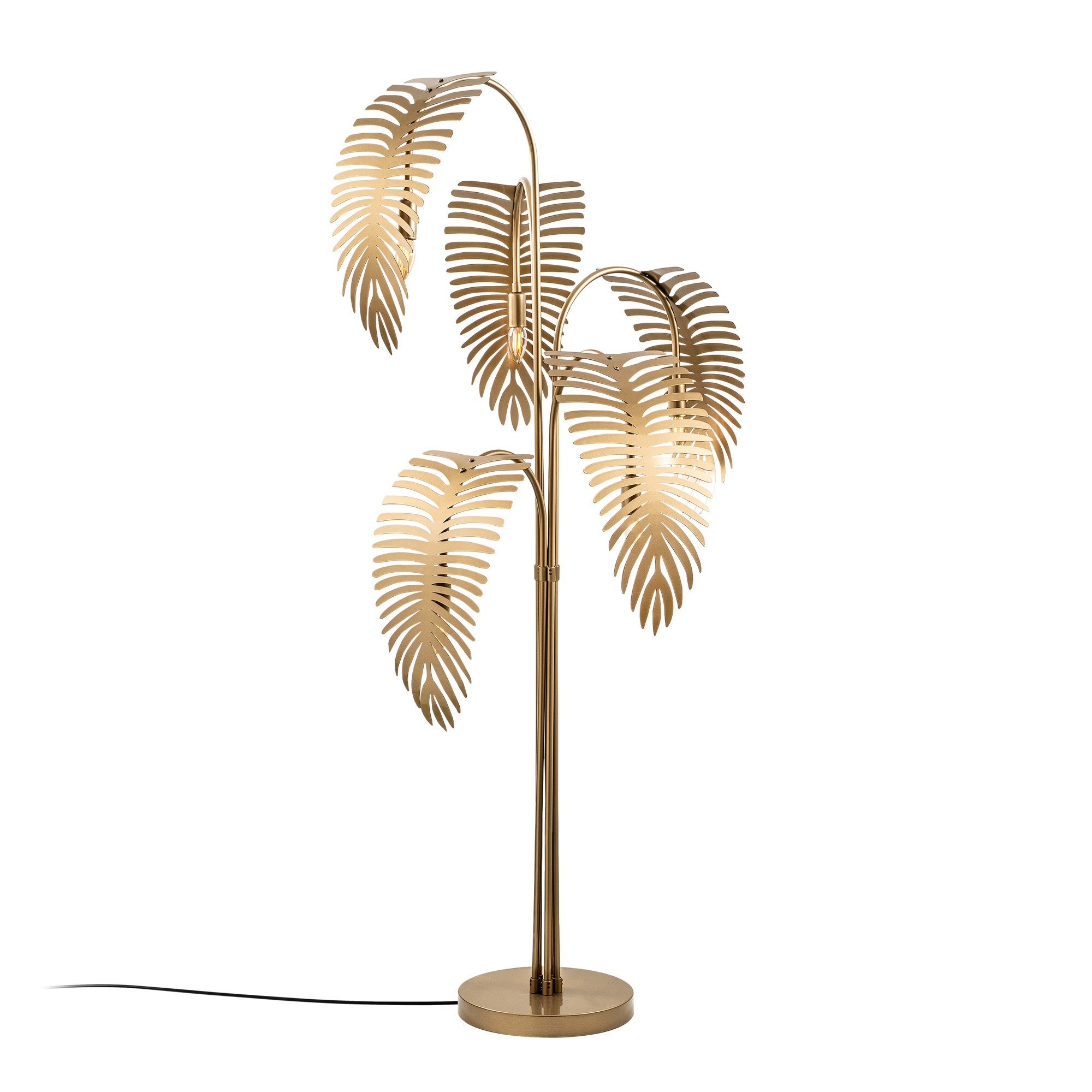 Candeeiro de Pé Elegante Dourada, Corpo de Metal, 71 x 71 x 157 cm | 5 Soquetes E14, Cabo de 250 cm, Interruptor Liga/Desliga | Iluminação Elegante para Decoração Moderna