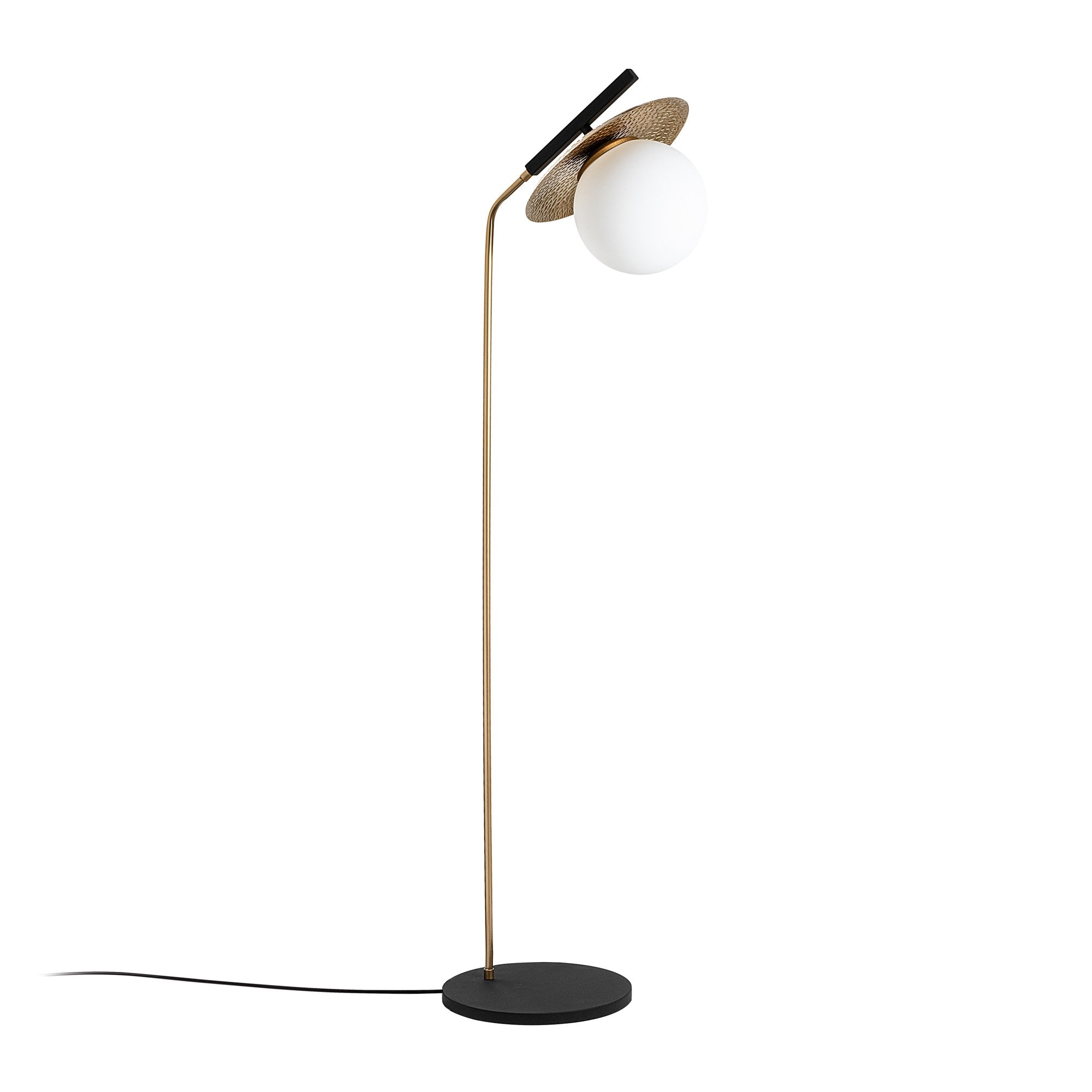 Candeeiro de Pé Elegante Dourada, Corpo de Metal, 37 x 30 x 138 cm | Abajur de Ø20 cm, Cabo de 250 cm, Interruptor Liga/Desliga | Iluminação Elegante para Decoração Moderna
