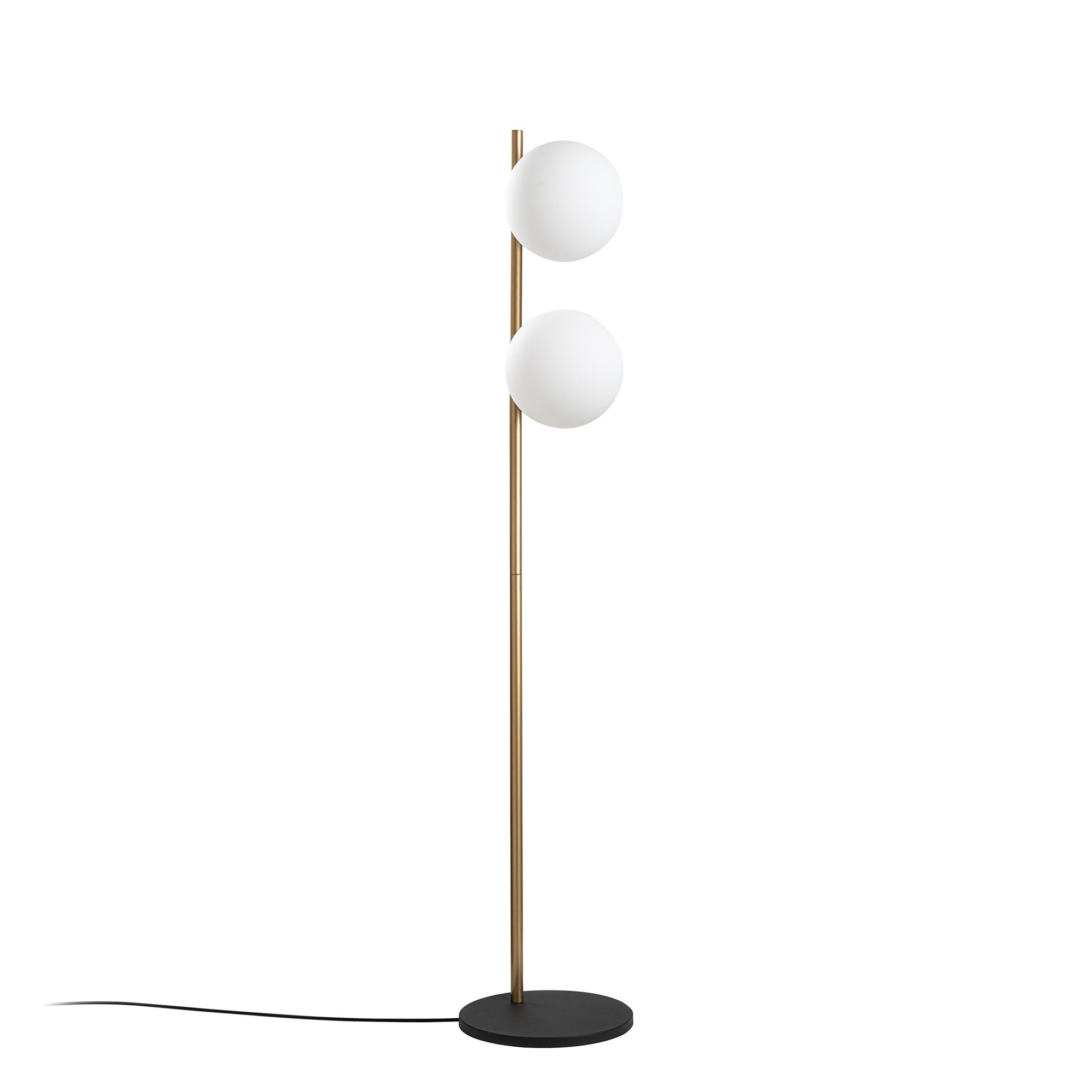 Candeeiro de Pé Elegante Dourada, Corpo em Metal, 30 x 30 x 155 cm | 2 Soquetes E27, 40 W Máx., Cabo de 250 cm, Interruptor Liga/Desliga | Iluminação Elegante para Espaços Modernos