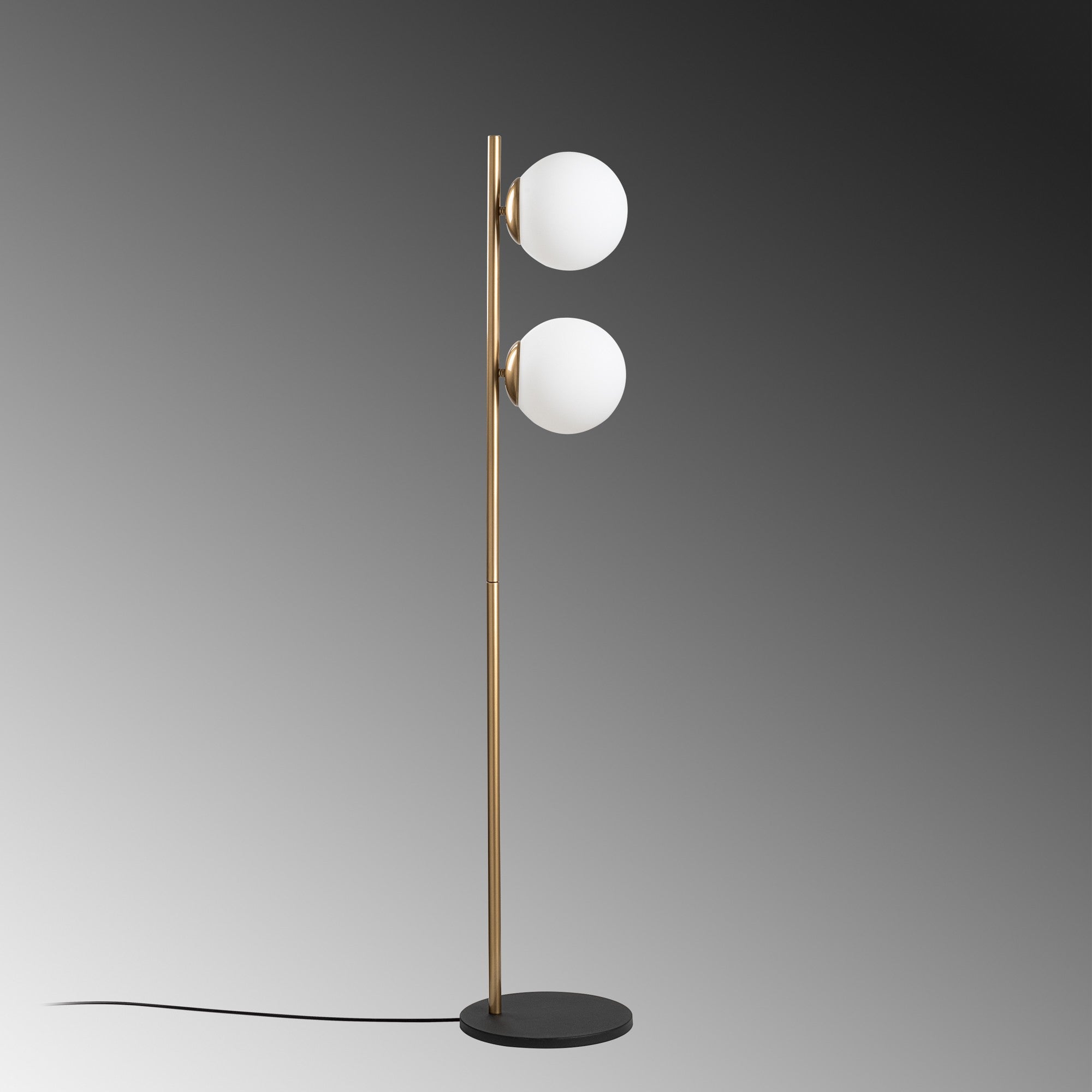 Candeeiro de Pé Elegante Dourada, Corpo em Metal, 30 x 30 x 155 cm | 2 Soquetes E27, 40 W Máx., Cabo de 250 cm, Interruptor Liga/Desliga | Iluminação Elegante para Espaços Modernos