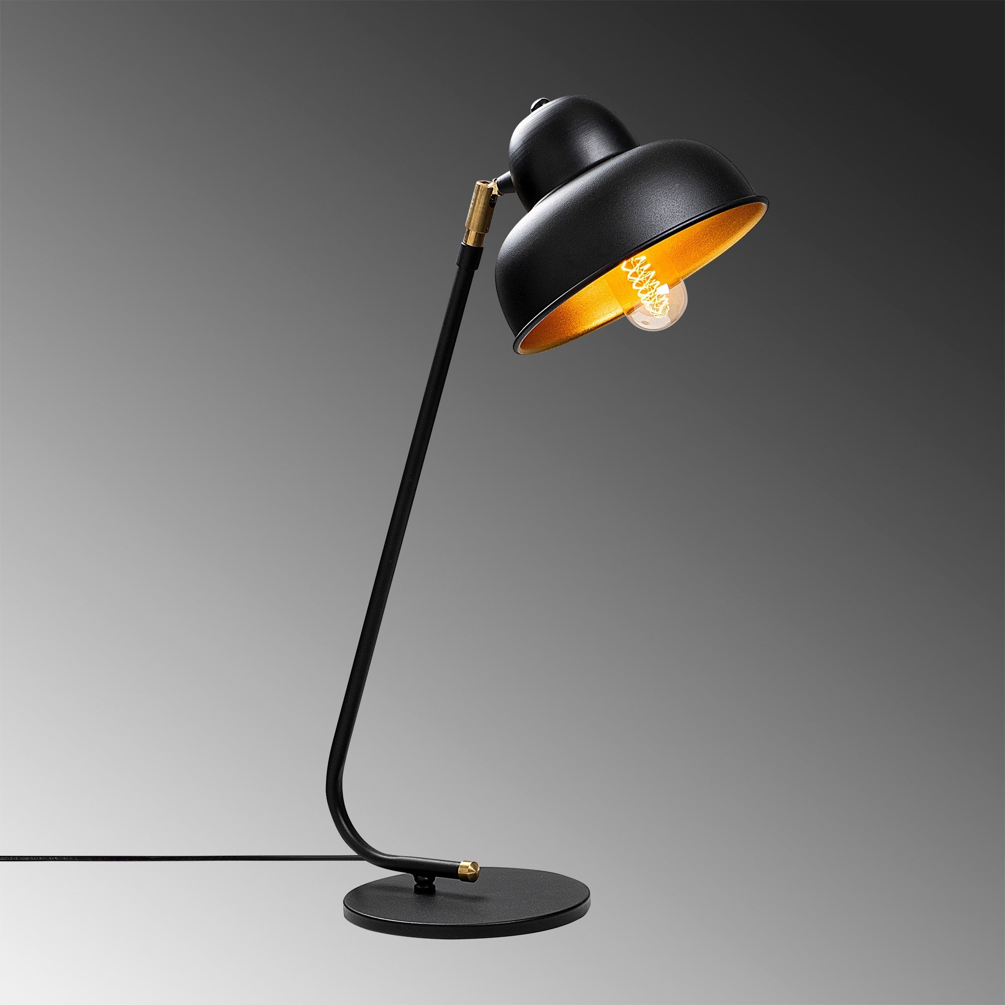 Candeeiro de Mesa industrial escandinava, corpo de ferro preto, 20 x 35 cm, altura 59 cm, soquete E27 máx. 40 W, iluminação elegante e funcional para espaços modernos