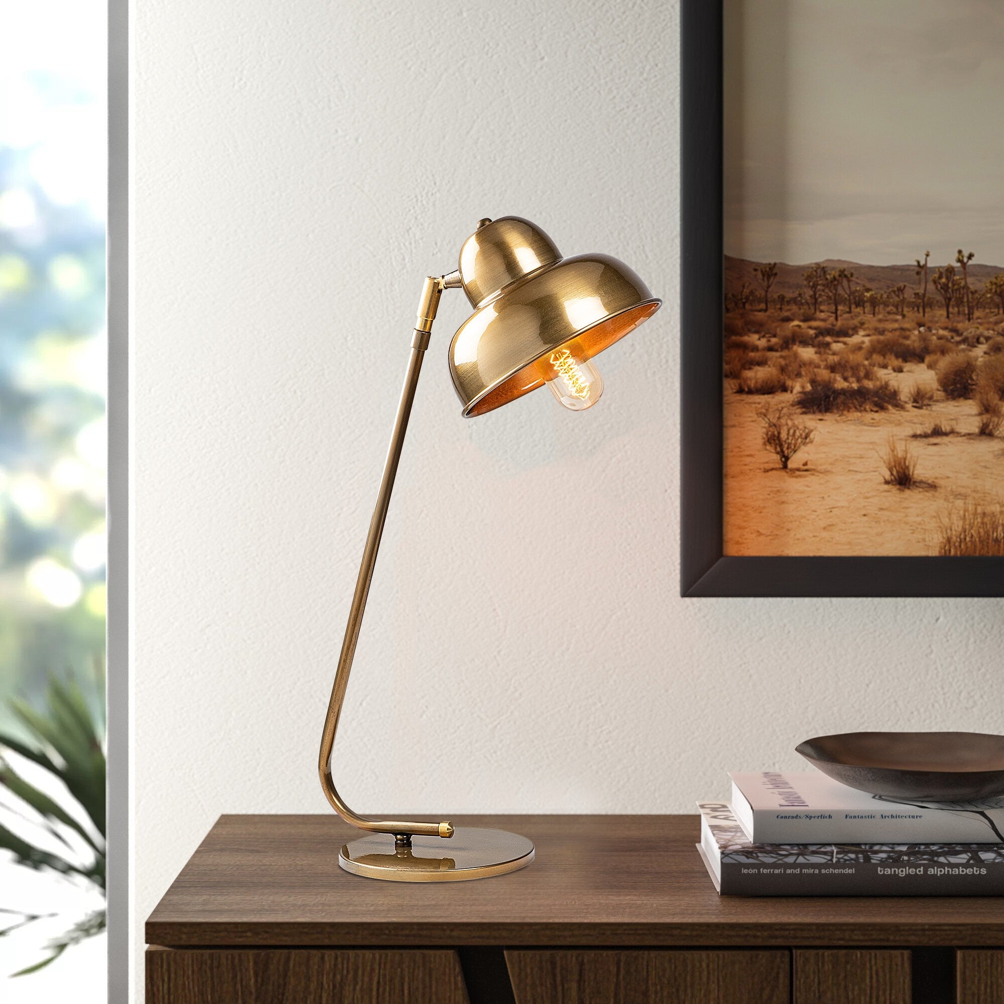 Candeeiro de Mesa Elegante Dourada, Corpo em Metal, 20 x 35 cm, Altura: 59 cm | Soquete E27, Máx. 40 W | Design Escandinavo Glamouroso, Perfeito para Decoração Moderna