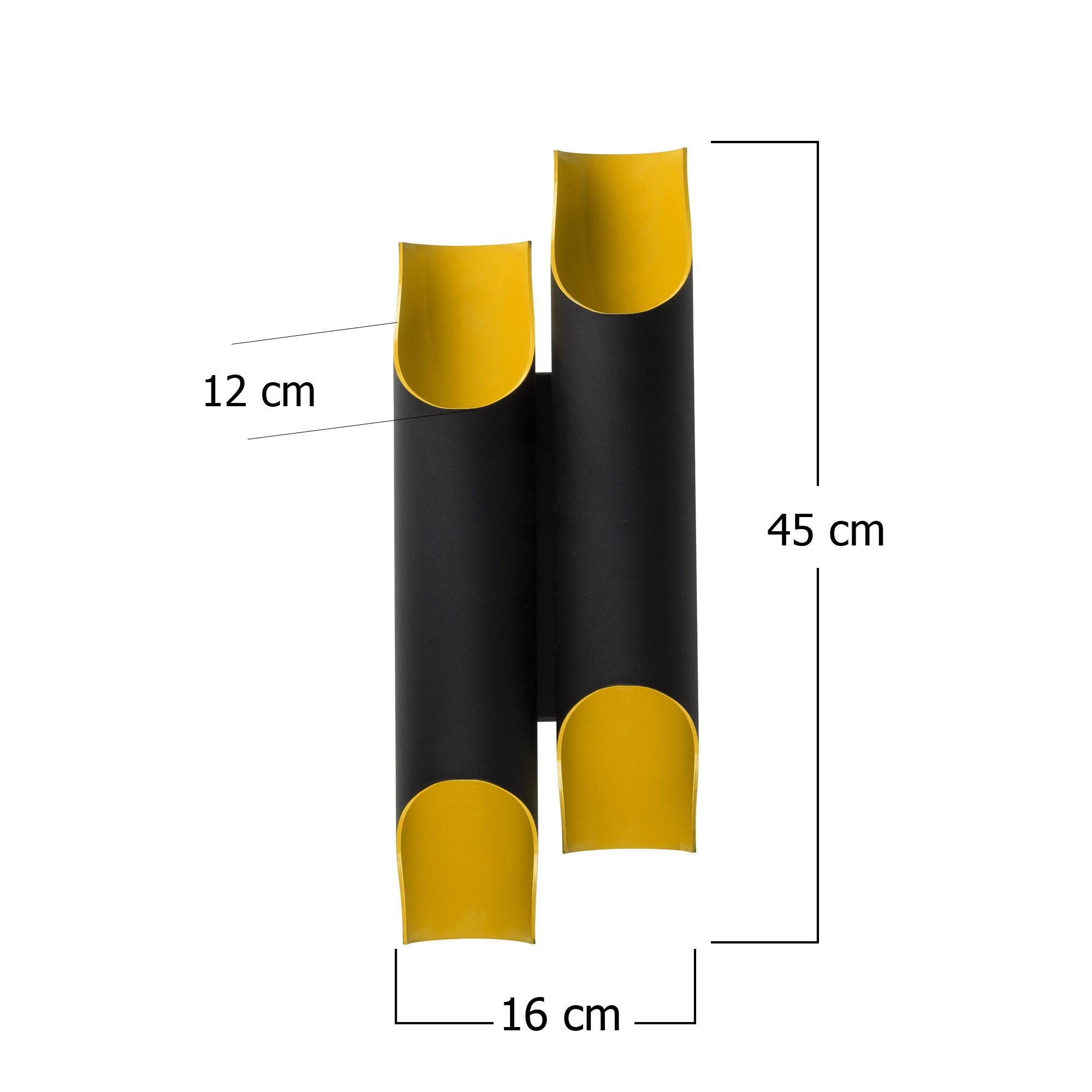 Candeeiro de Parede industrial, corpo em ferro preto, 160 x 12 cm, altura: 45 cm | 2 x E27 máx. 40 W | Iluminação elegante para hotéis e espaços modernos, classificação IP20