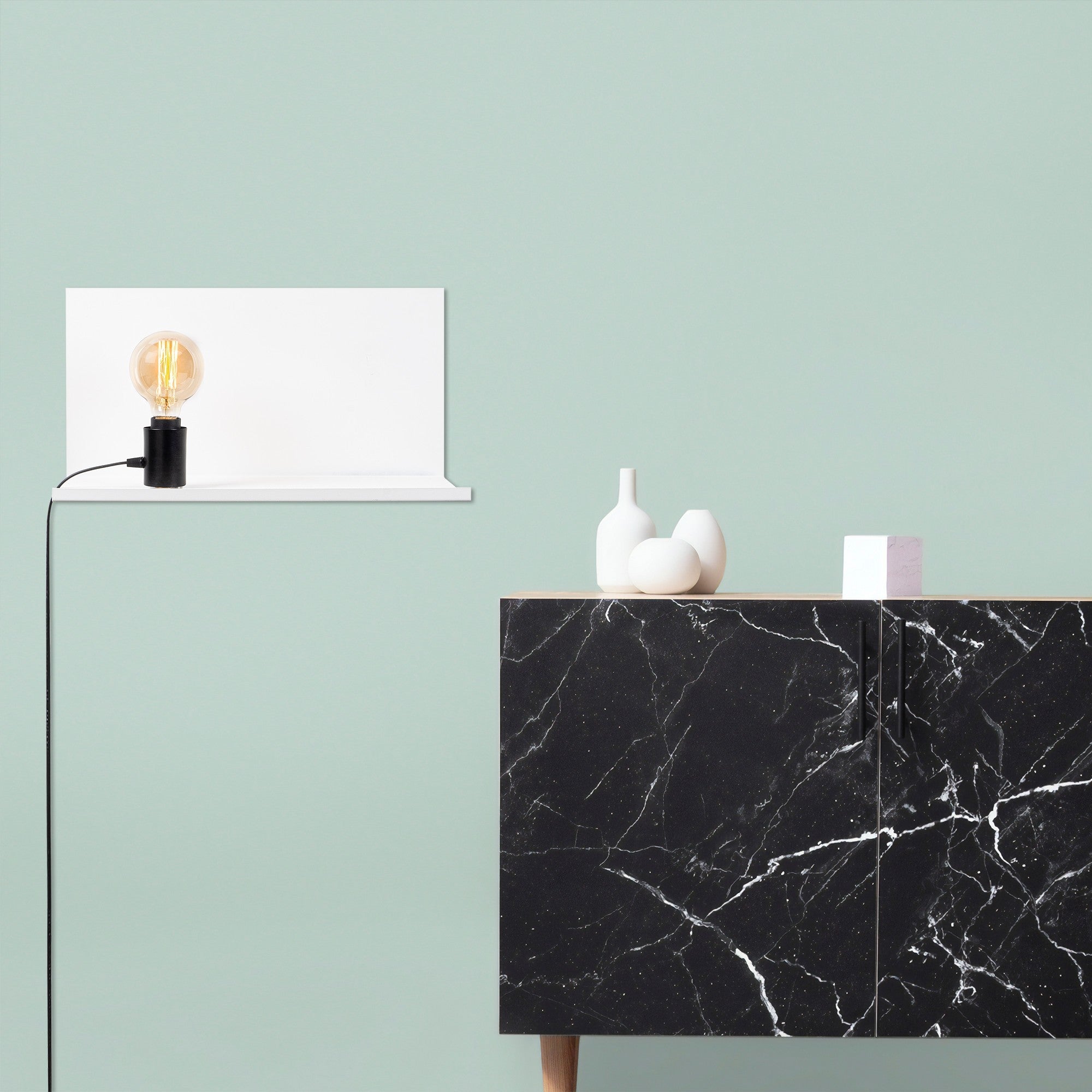 Candeeiro de Parede branca elegante, corpo de metal, 50 x 25 x 25 cm | Soquete E27, máx. 40 W | Iluminação elegante e funcional para casa e escritório, classificação IP20