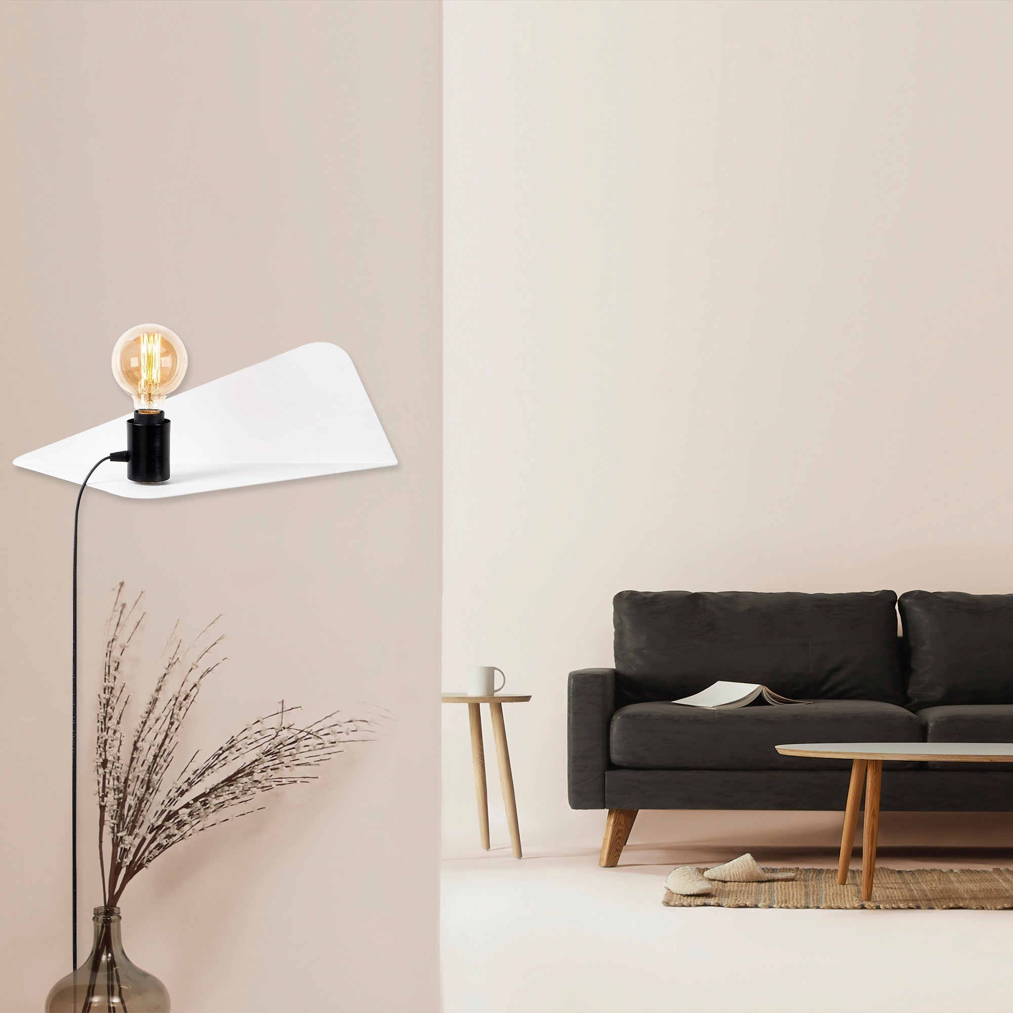 Candeeiro de Parede branca elegante, corpo de metal, 50 x 21 x 16 cm | Soquete E27, máx. 40 W | Classificação IP20, plugável | Perfeito para decoração e iluminação de casa moderna