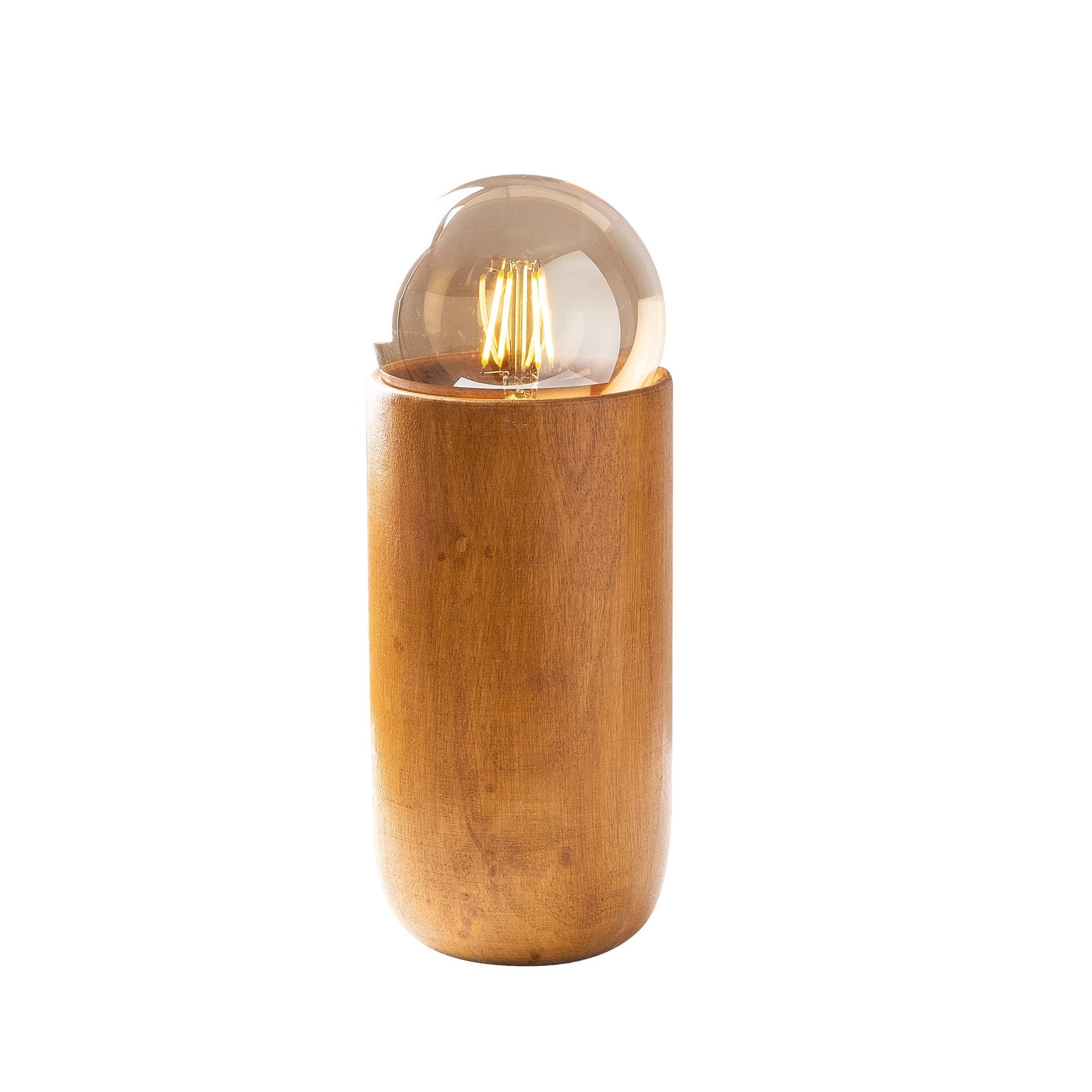 Candeeiro de Mesa elegante de madeira, 10 x 10 cm, altura 19 cm | Soquete E27, máx. 40 W, cabo de 150 cm | Design elegante em cor sólida para decoração de casa de campo