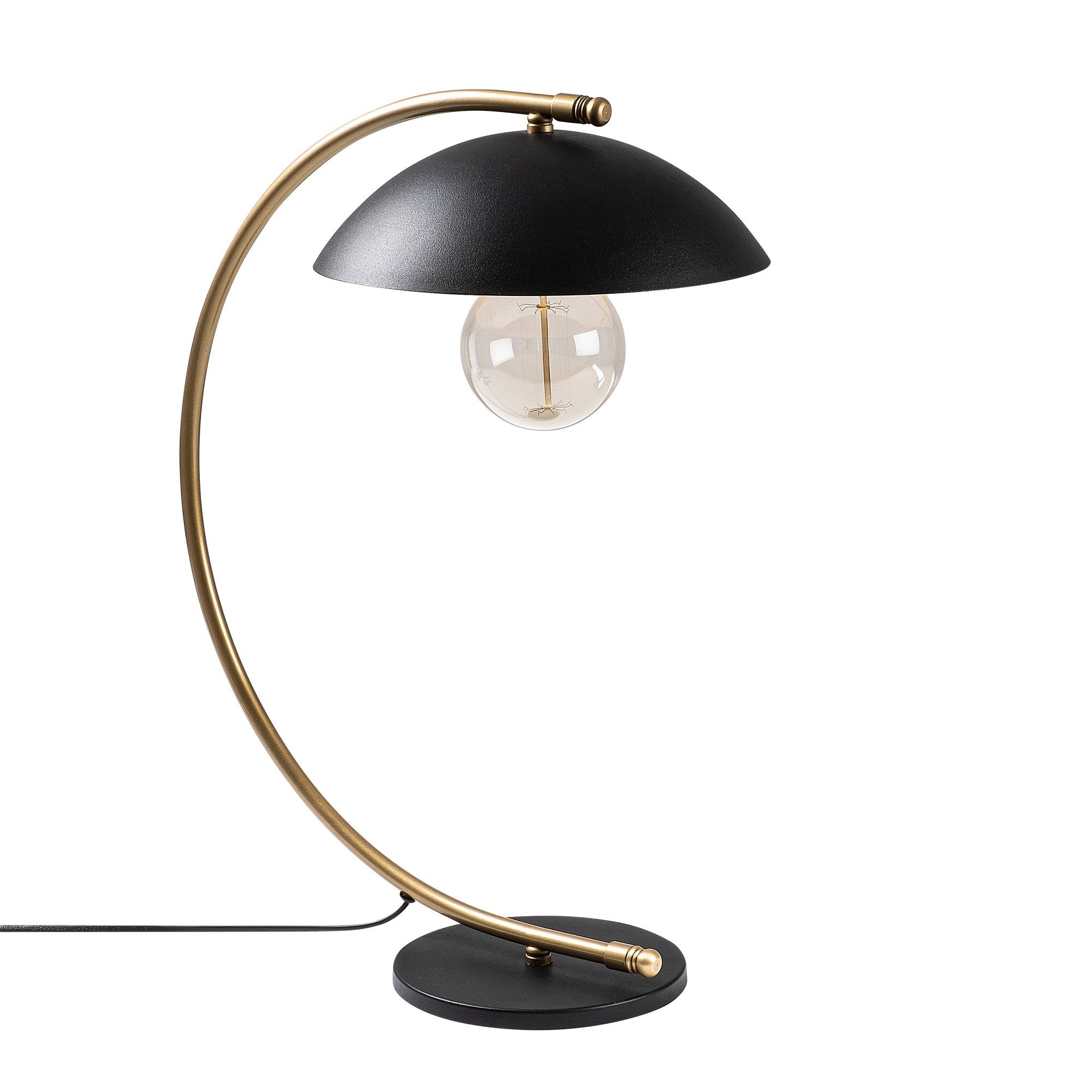 Candeeiro de Mesa Elegante, Preta e Dourada, 26 x 43 cm, Altura: 55 cm | Corpo em Metal, E27 Máx. 40 W, Cabo de 150 cm | Design Escandinavo Glamouroso para Espaços Modernos