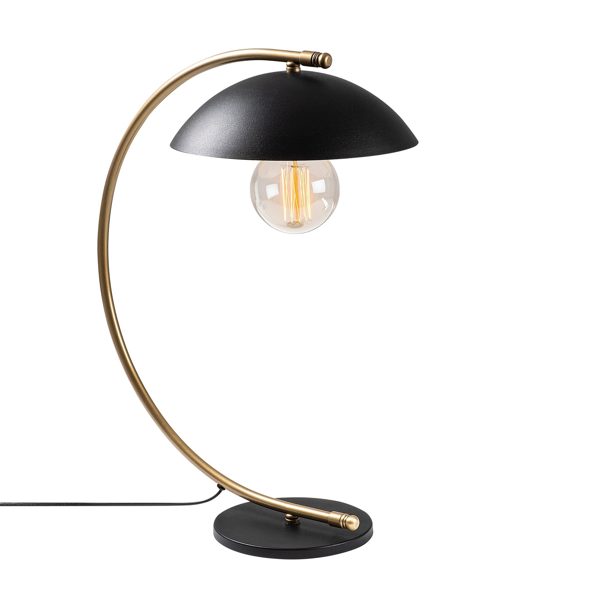 Candeeiro de Mesa Elegante, Preta e Dourada, 26 x 43 cm, Altura: 55 cm | Corpo em Metal, E27 Máx. 40 W, Cabo de 150 cm | Design Escandinavo Glamouroso para Espaços Modernos