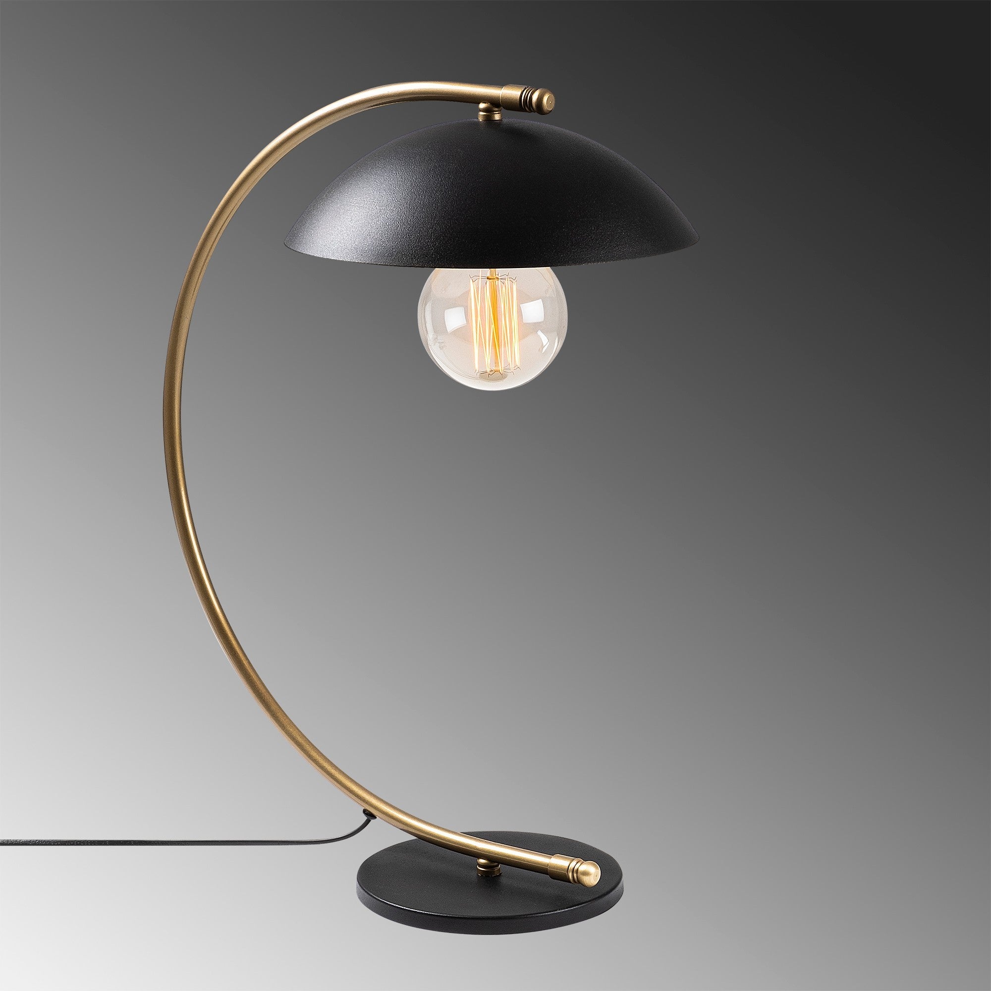 Candeeiro de Mesa Elegante, Preta e Dourada, 26 x 43 cm, Altura: 55 cm | Corpo em Metal, E27 Máx. 40 W, Cabo de 150 cm | Design Escandinavo Glamouroso para Espaços Modernos